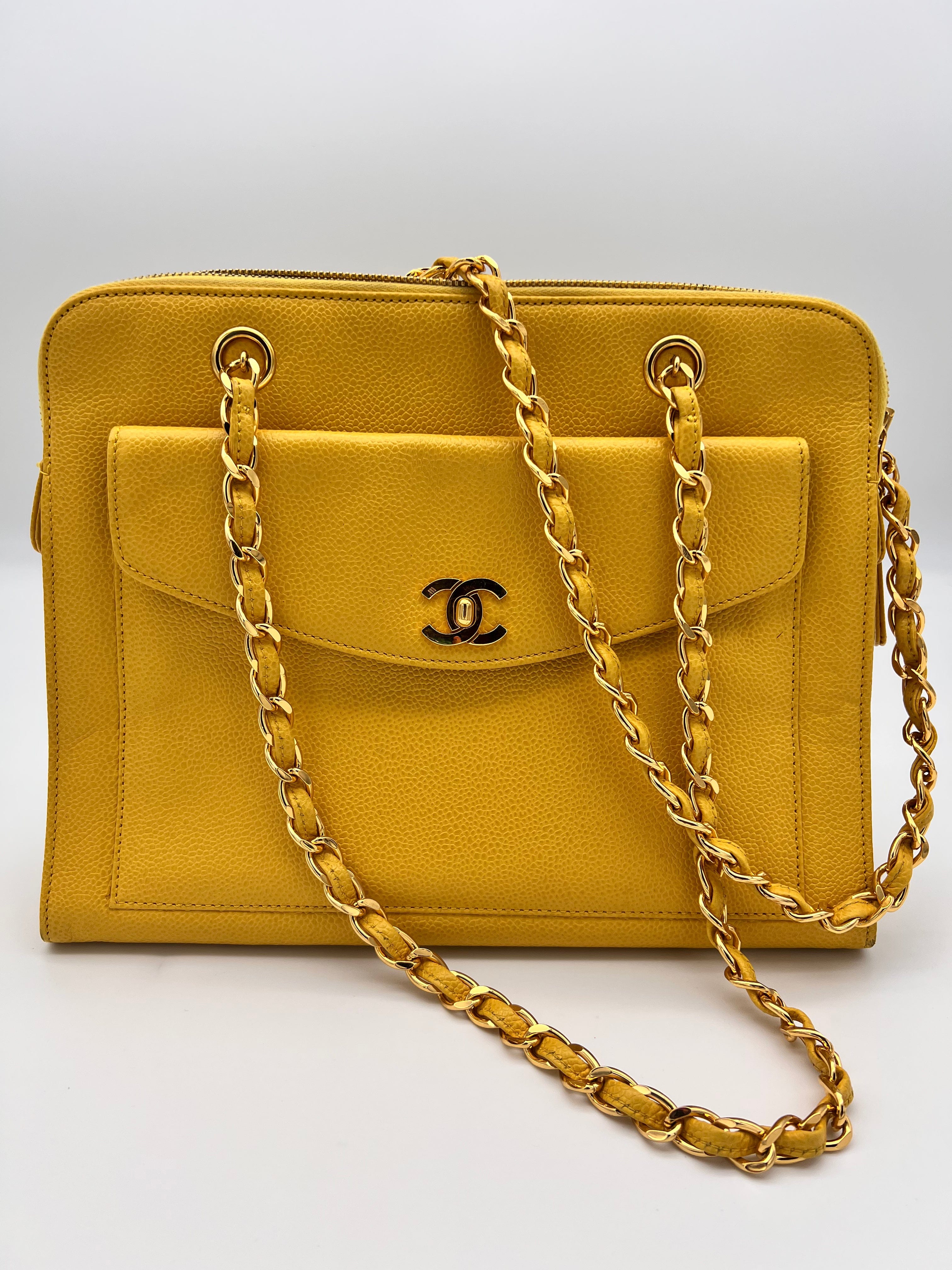 Chanel Chanel Yellow Caviar Pocket Tote