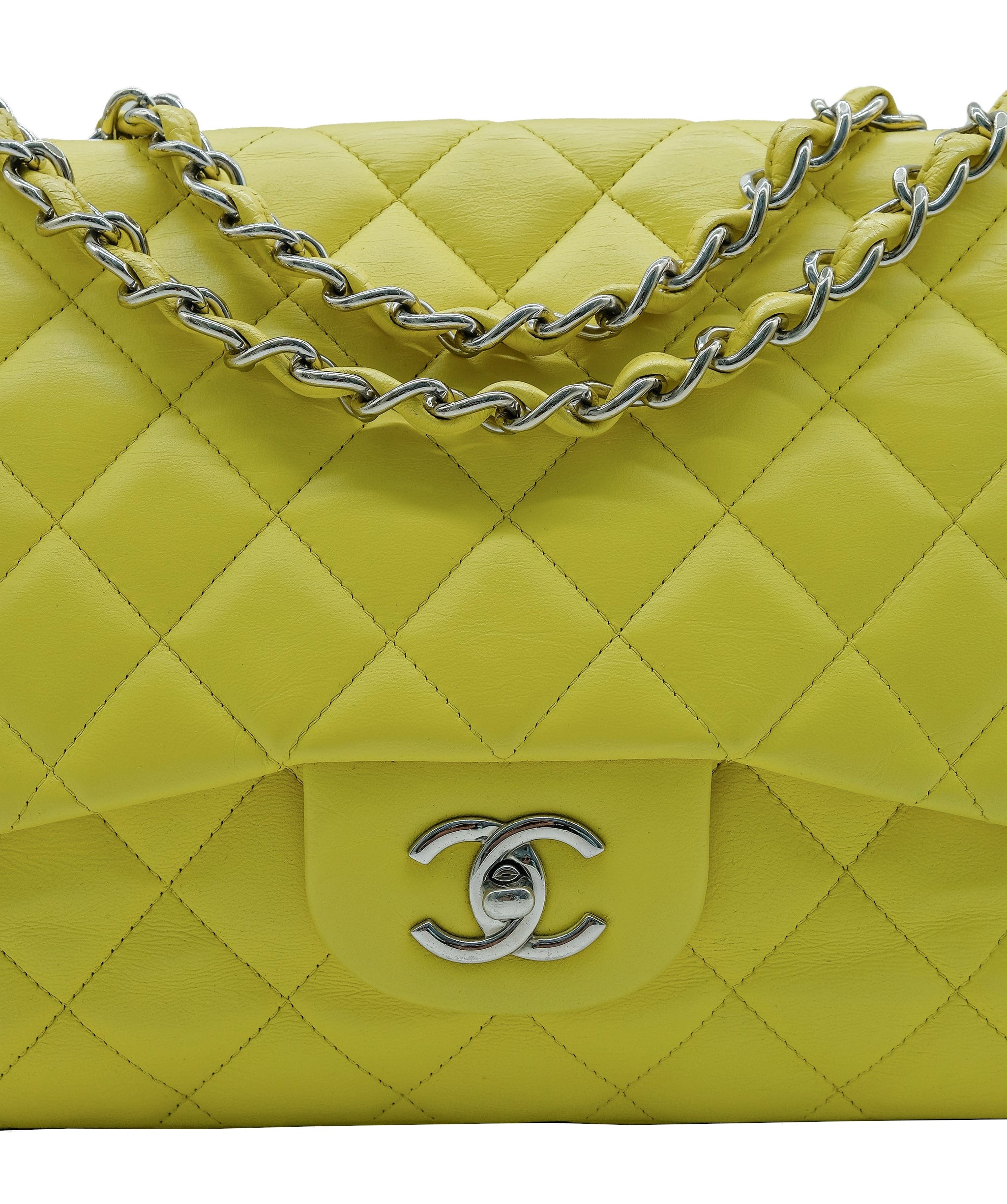 Chanel Chanel Yellow Jumbo Classic Flap Bag REC1252