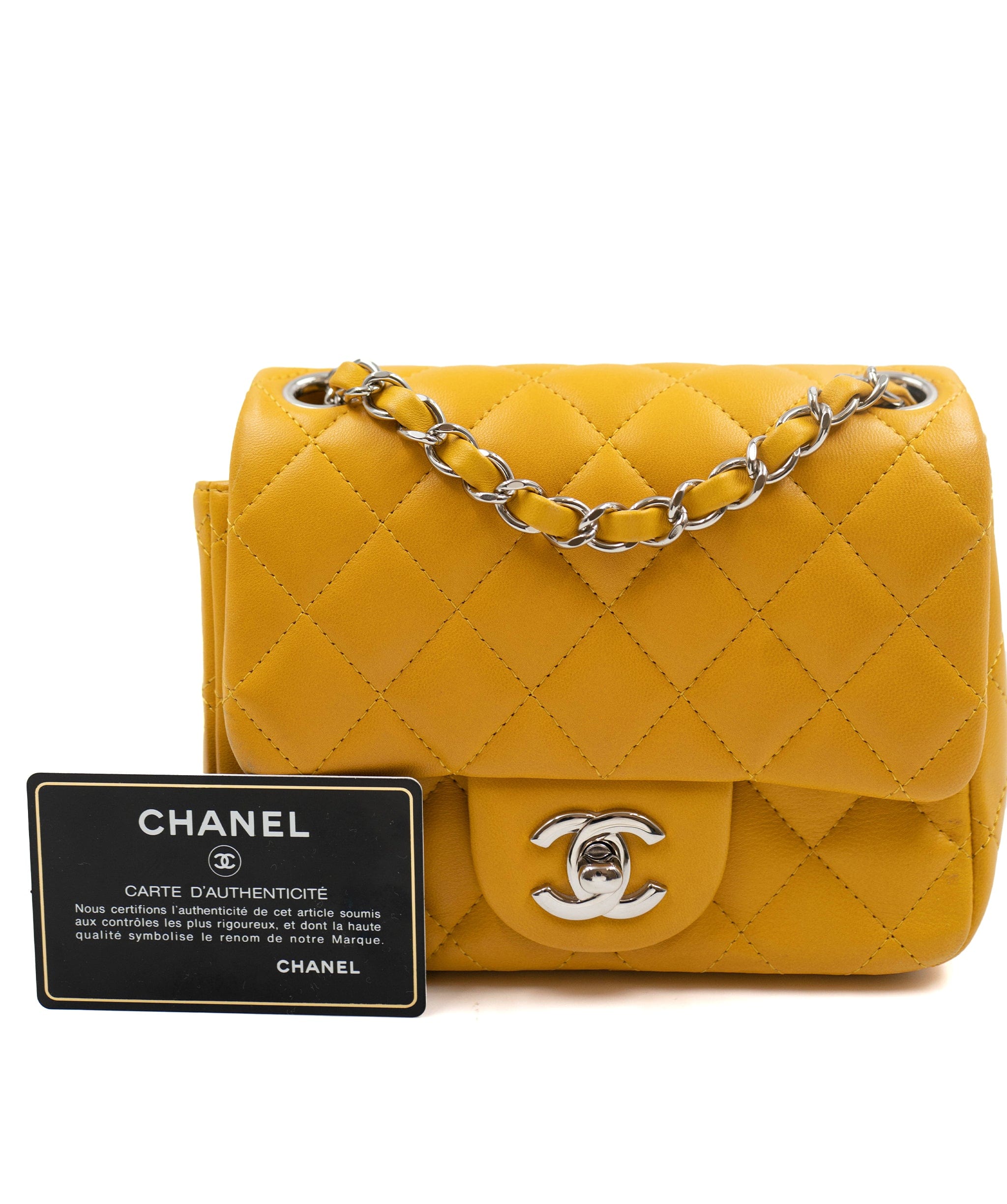 Chanel Chanel yellow lambskin mini ASL4324