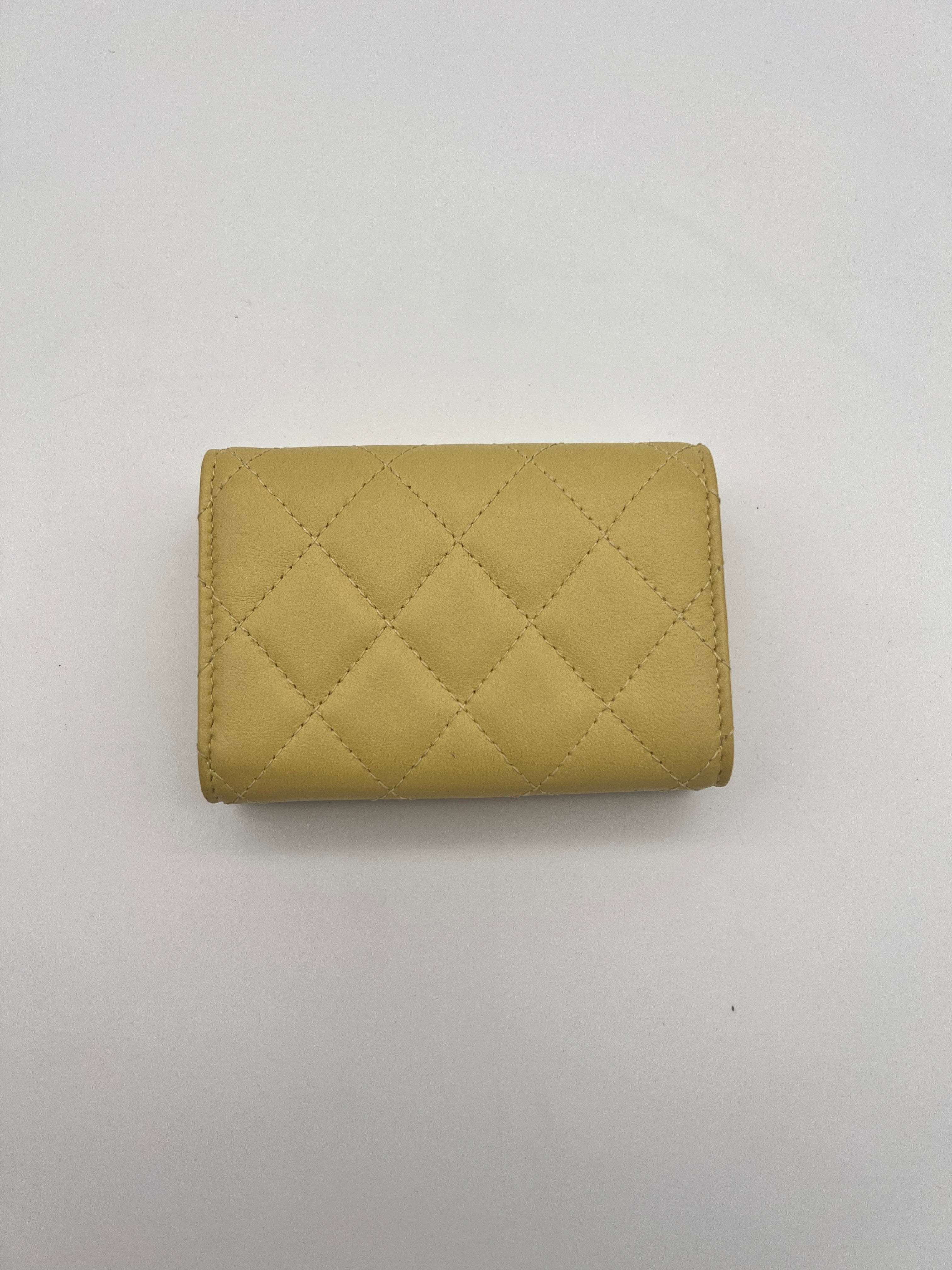 Chanel Chanel Yellow Lambskin Mini Wallet   Q6A3DV1IYB000