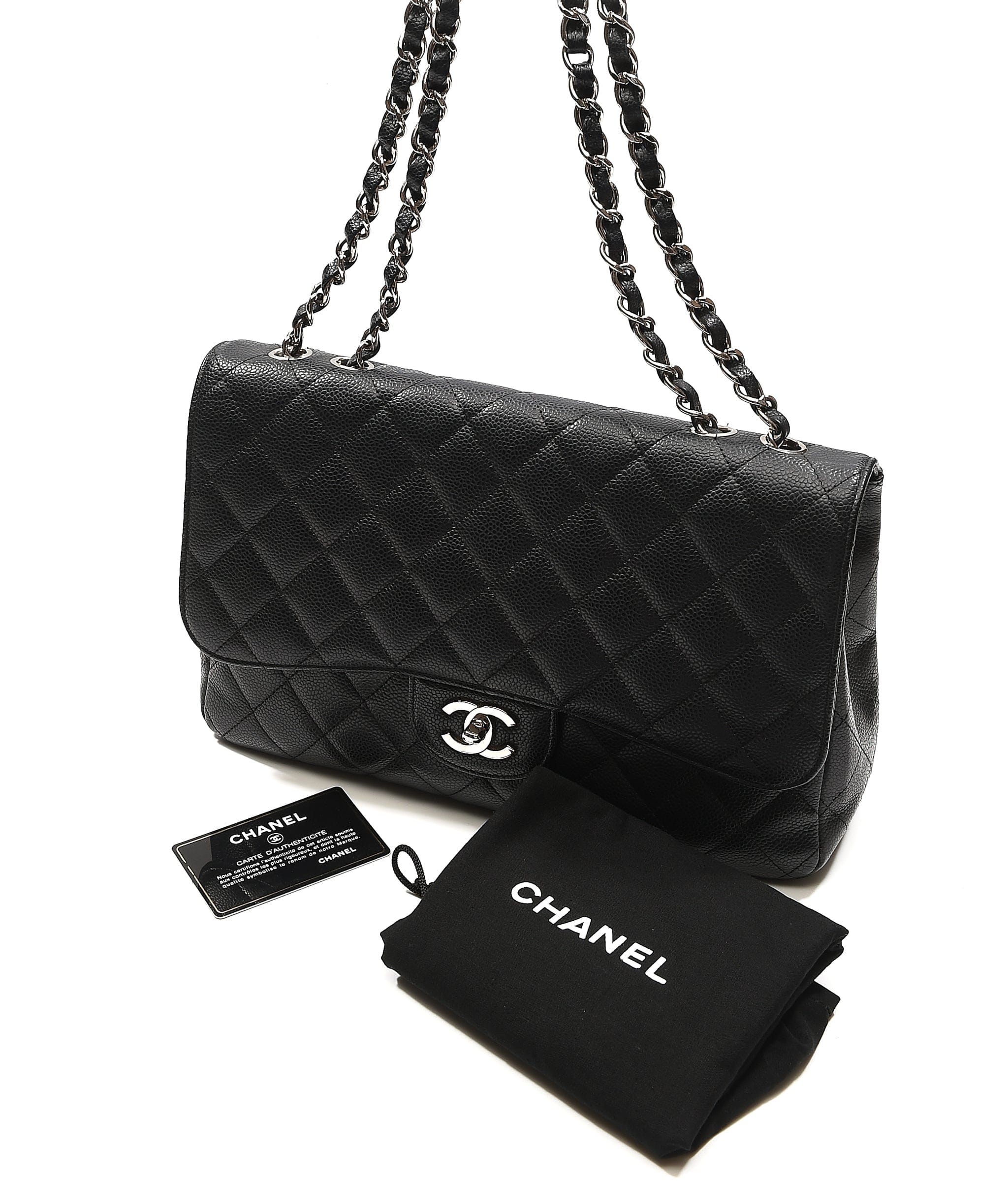 Chanel Preloved Chanel Jumbo Black Caviar SHW SKC1009