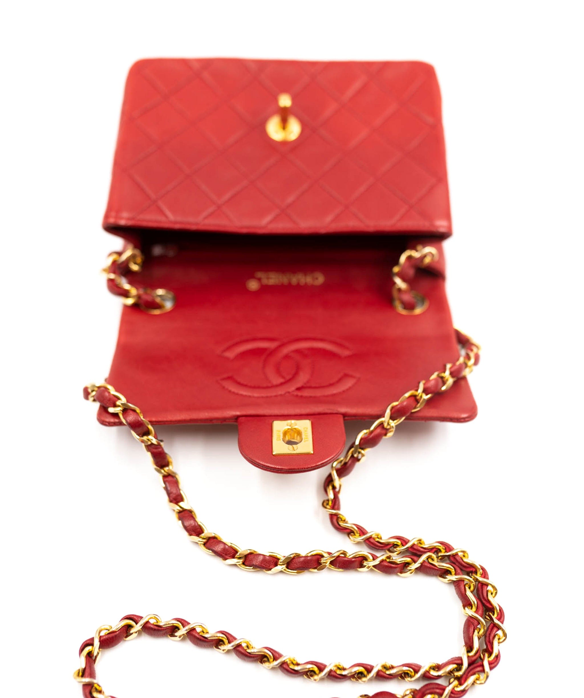 Chanel Rare Chanel red mini square flap UKL1007
