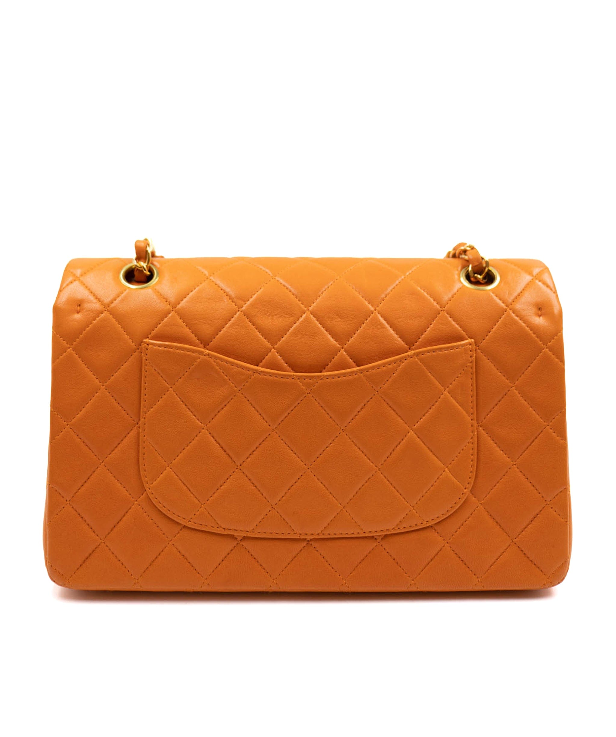 Chanel RARE RARE Chanel Classic Double Flap Medium Shoulder Bag Orange Lambskin 4789565 ASL4368