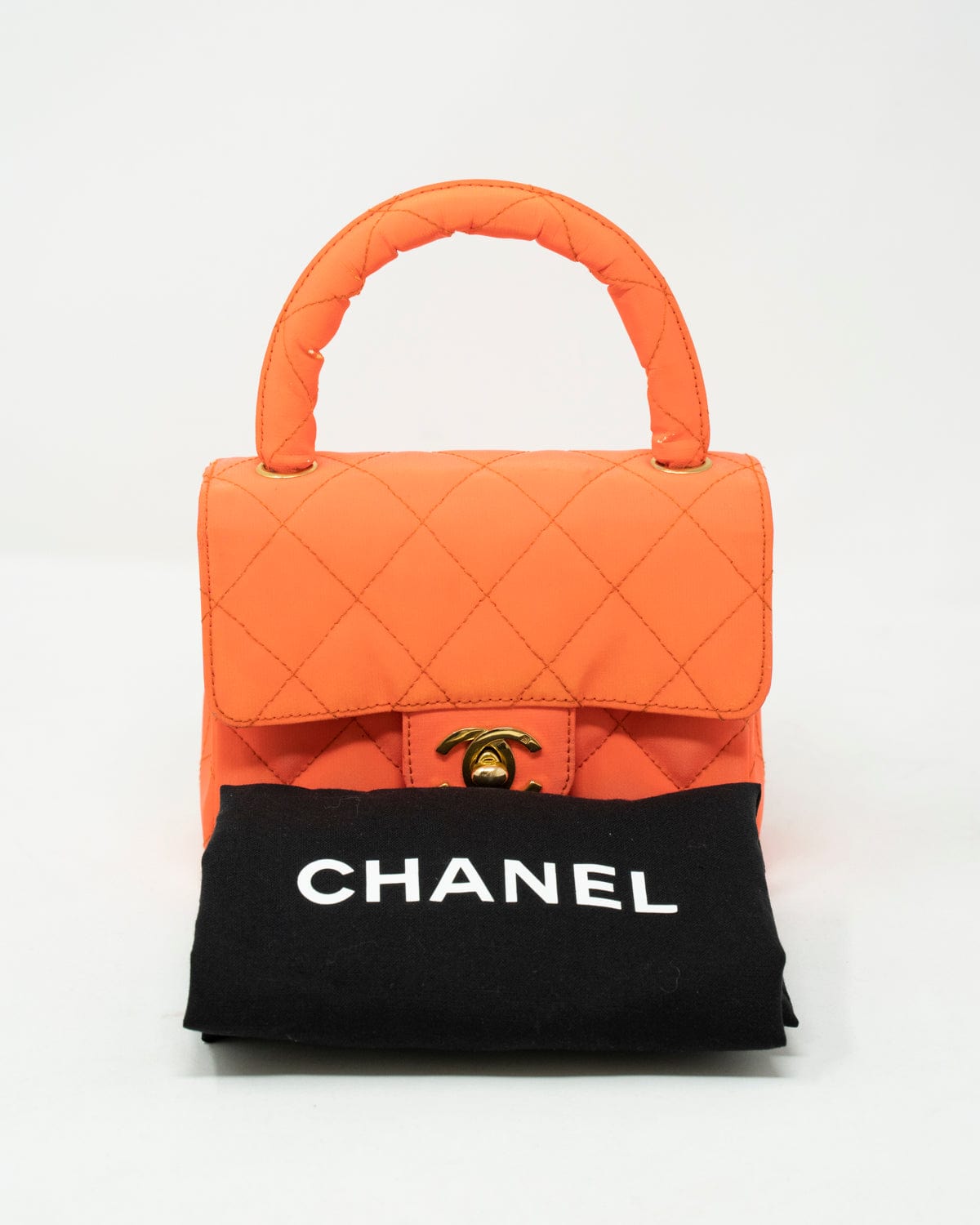 Chanel Rare Vintage Chanel Orange Mini Kelly Bag Fabric GHW - ASL1958