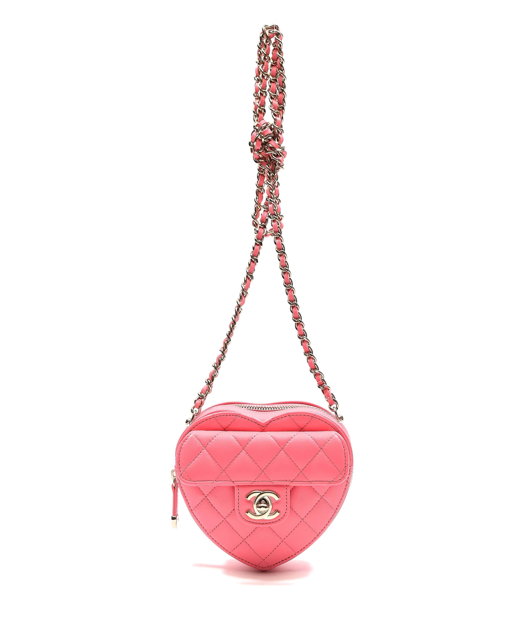Chanel Unworn Chanel Heart Clutch on Chain Lambskin LGHW (Medium) SKL1103
