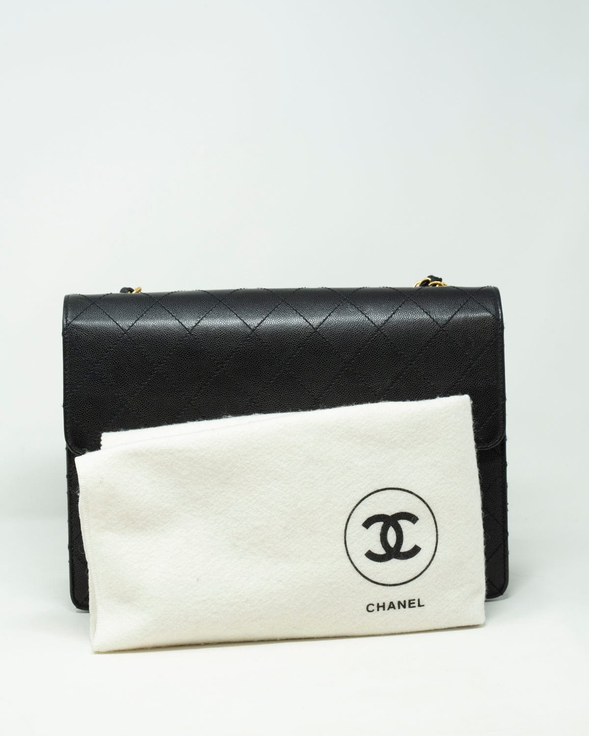Chanel Vintage Chanel Black Caviar Sellier Jumbo Single Flap Bag - ASL2419