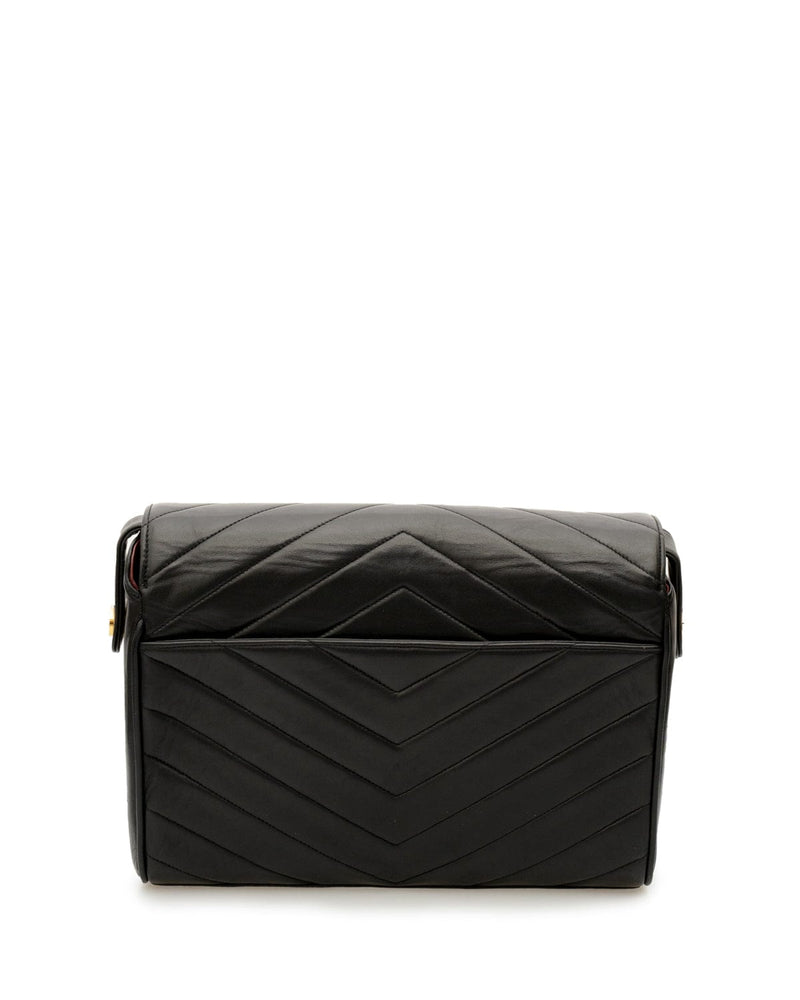 Chanel Vintage Chanel Black Chevron Box Shoulder Bag - ASL2349