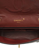 Chanel Vintage Chanel black lambskin rare double chain CC turnstile lock shoulder bag with gold chain - AWC1086