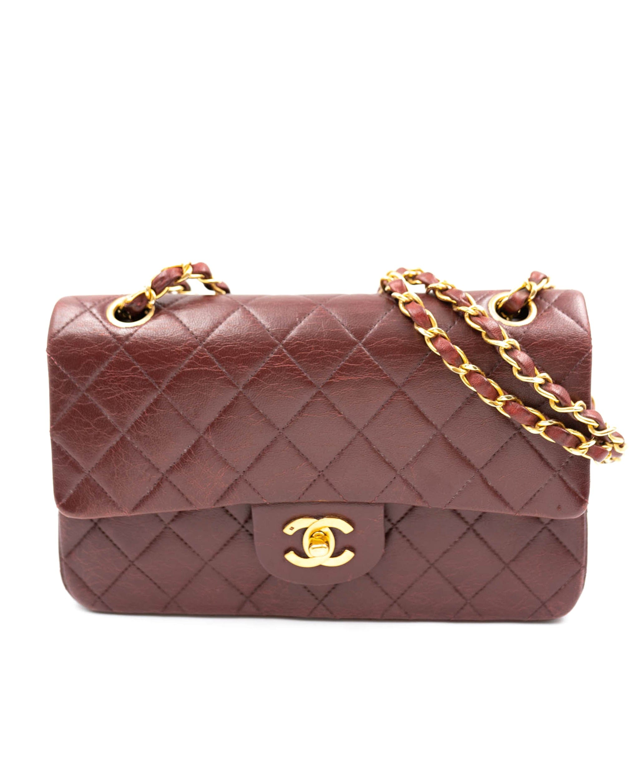 CHANEL Lambskin Quilted Mini Square Flap Burgundy 432695
