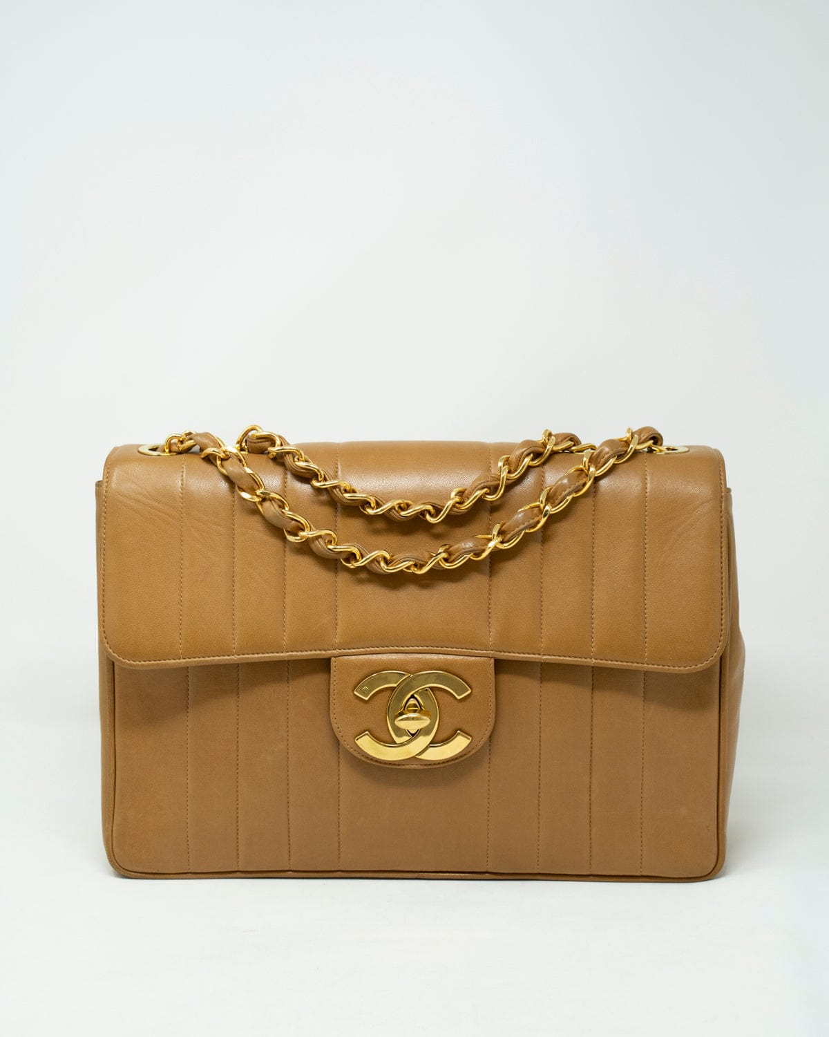 Chanel Vintage Chanel Caramel Mademoiselle Jumbo Single Flap Bag - ASL2283