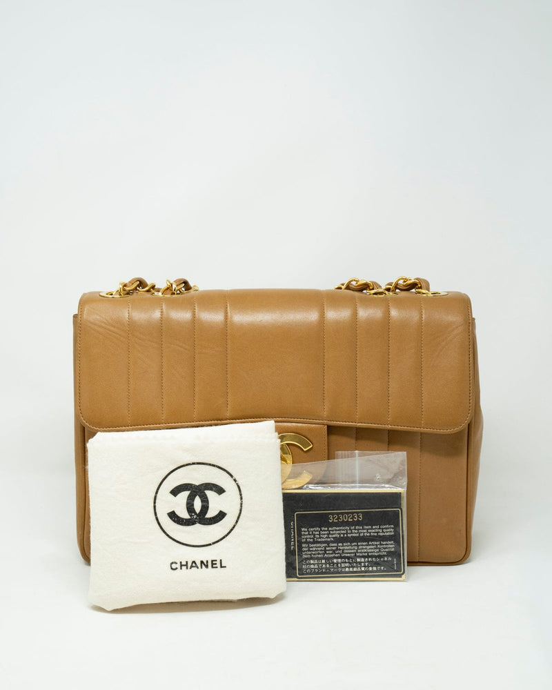 Vintage Chanel Caramel Mademoiselle Jumbo Single Flap Bag