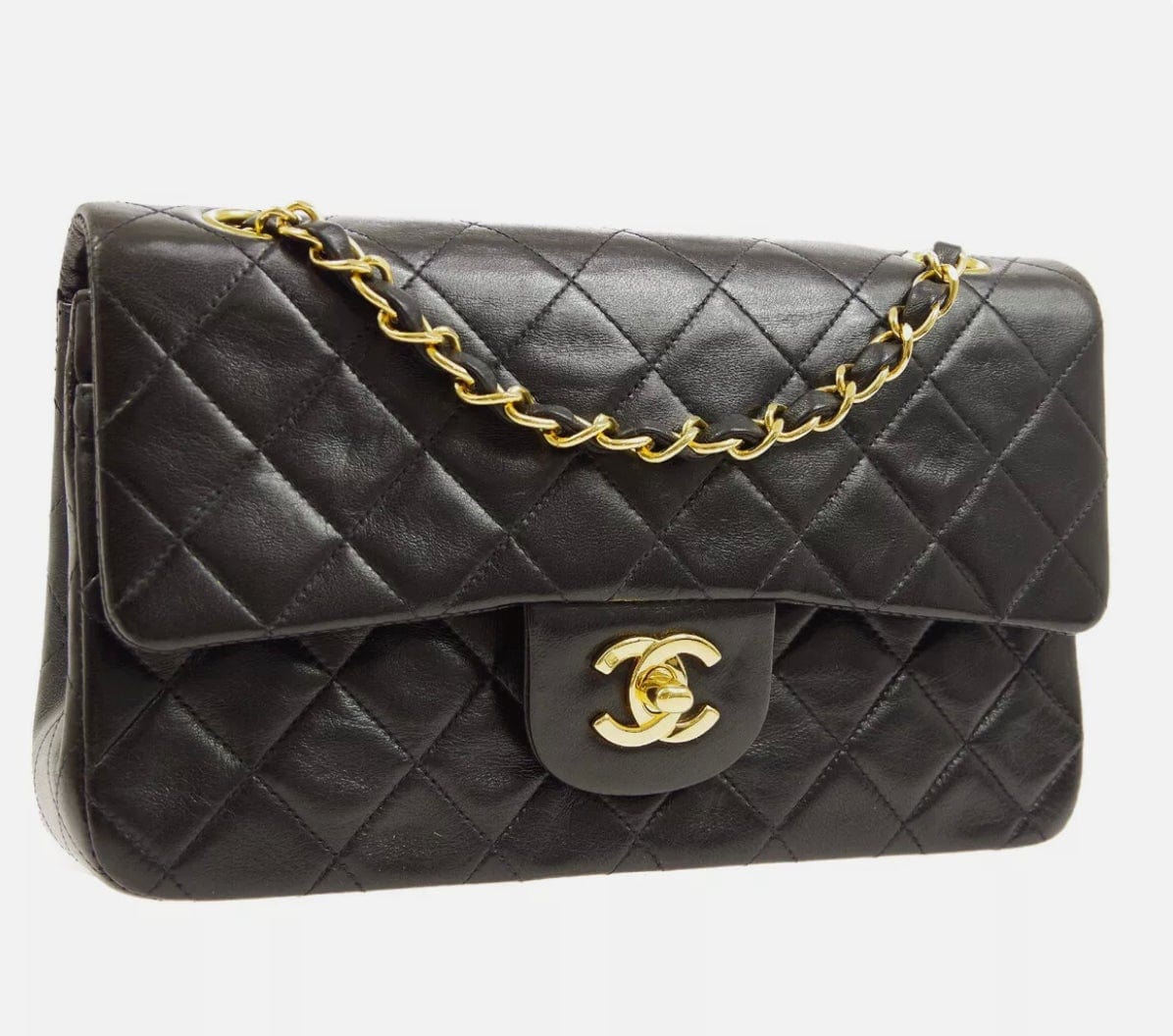 Chanel Vintage Dark Beige Small Classic Flap 24k Gold HW