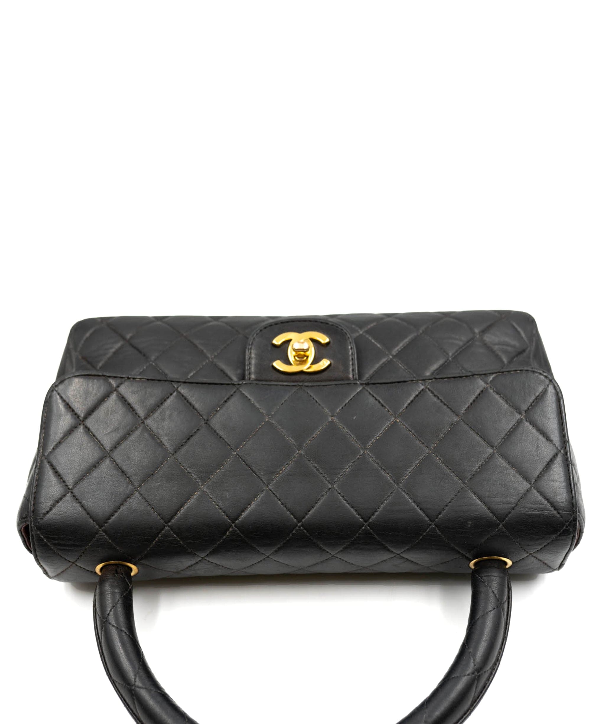 Chanel Vintage Chanel Medium Kelly Bag Black Lambskin GHW - ASL1959