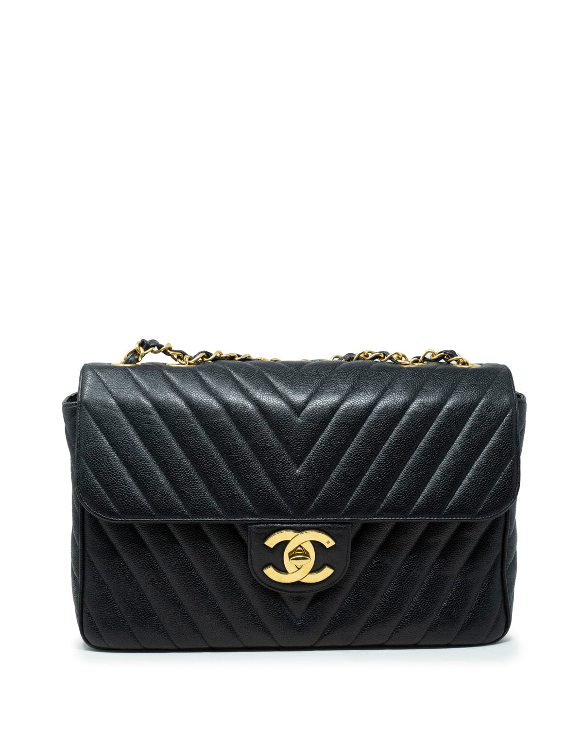 Chanel Vintage Chanel V Stitch Classic Flap Maxi Chain Shoulder Bag- AWL2464