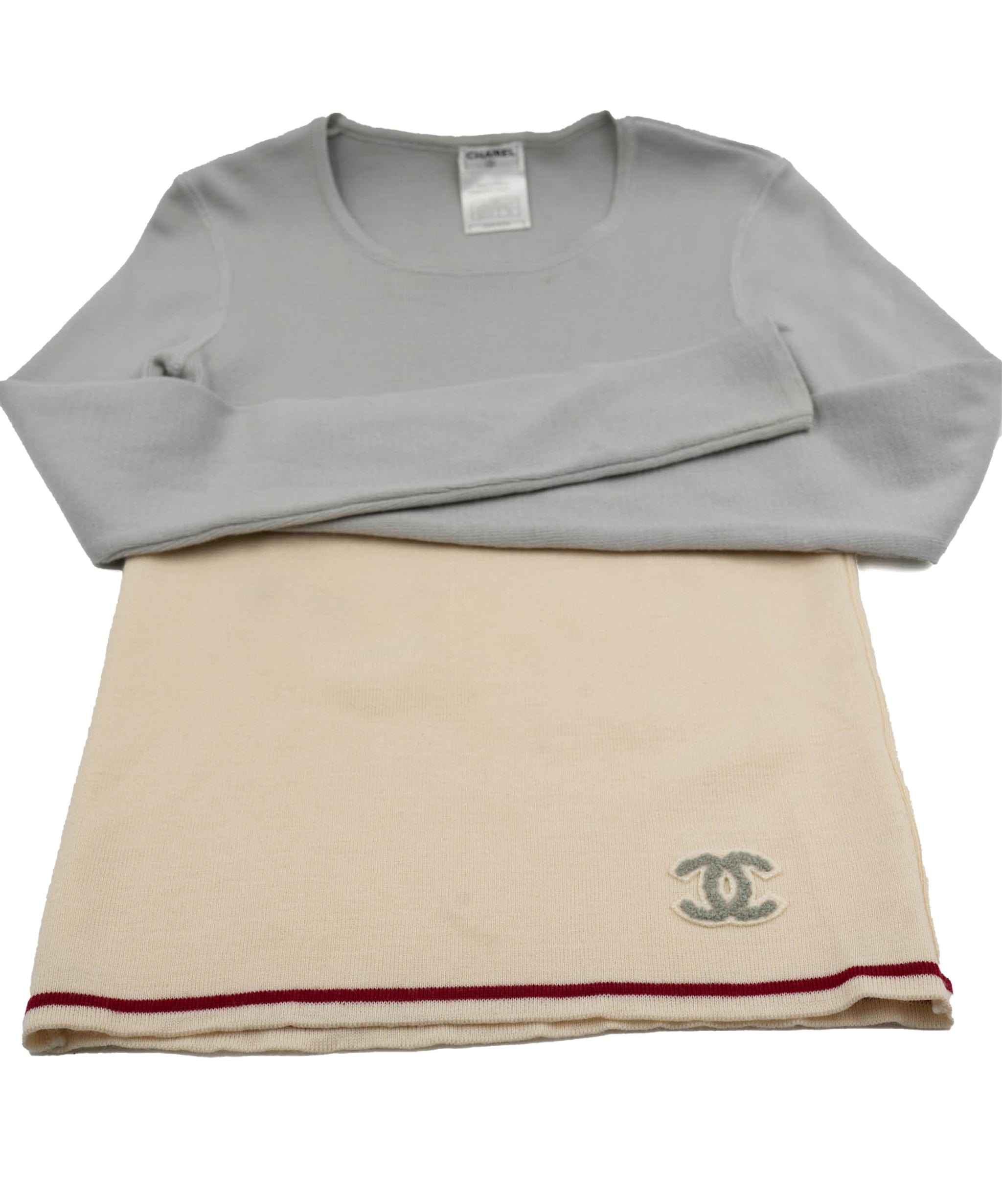 Chanel Chanel 01A Bicolor Sweater White Gray ASL4619