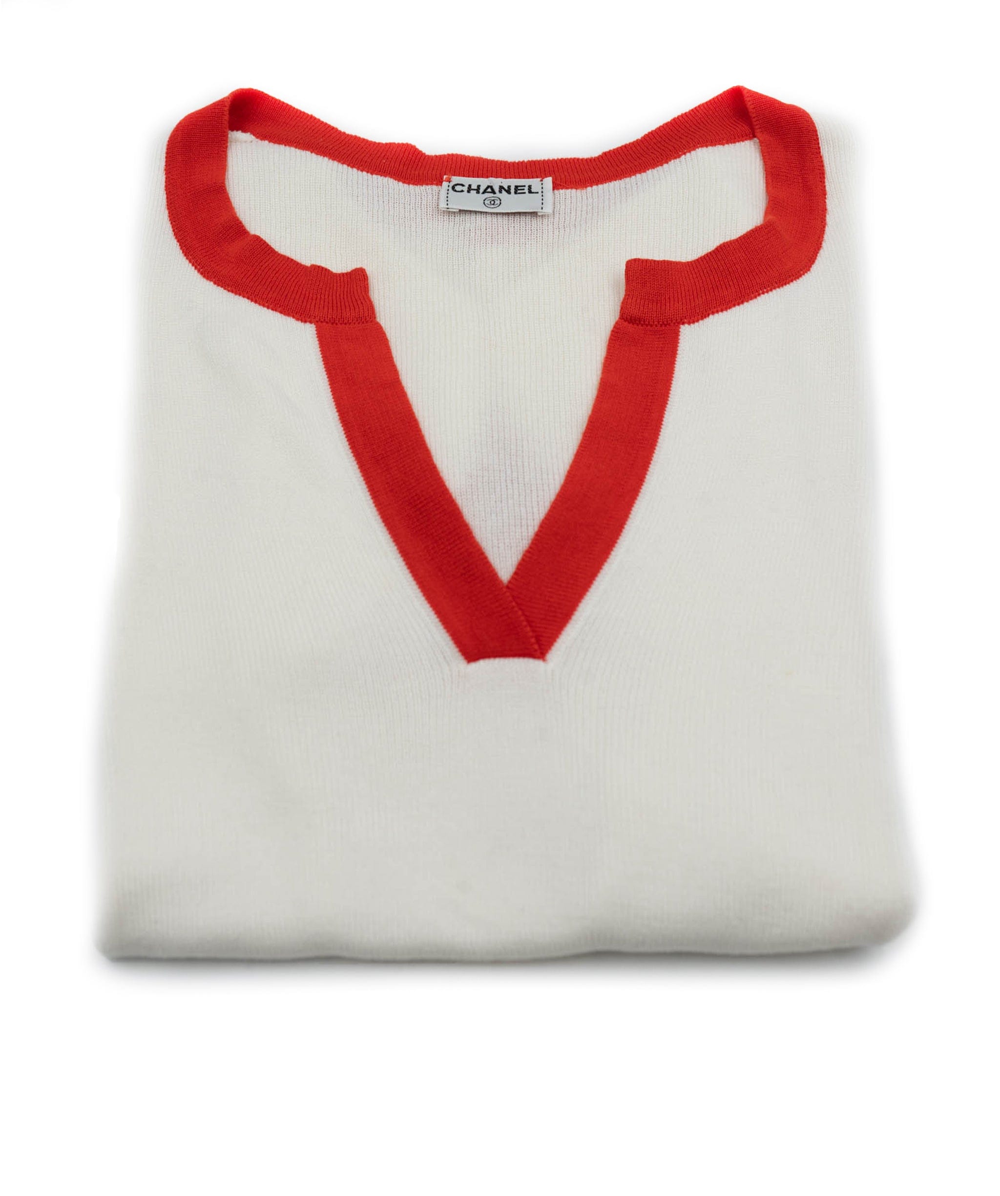Chanel Chanel 02S Summer Knit Top White Red ASL4638