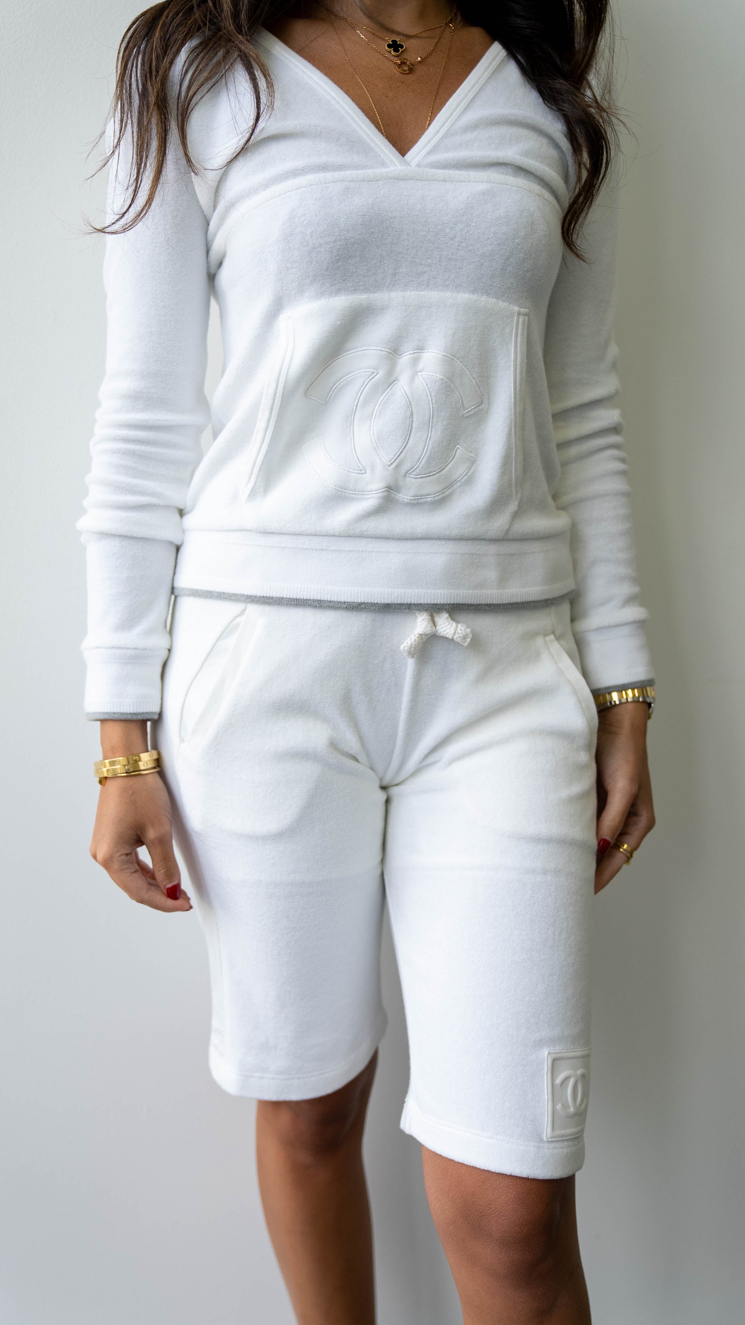 Chanel Chanel 09C Logo Hoodie Half Pants set #36 White ASL3763