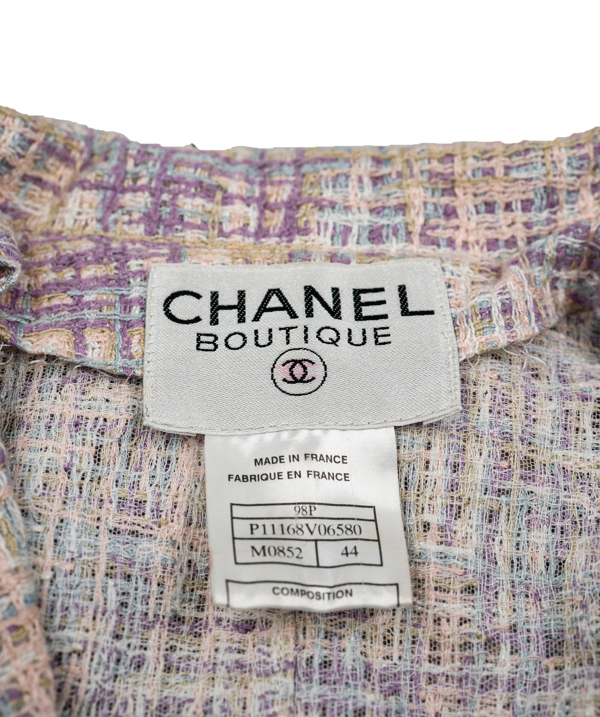 Chanel Chanel 1998 Jacket, Cotton, Lilac/ Yellow/ Blue, 16, 3* ASL5056