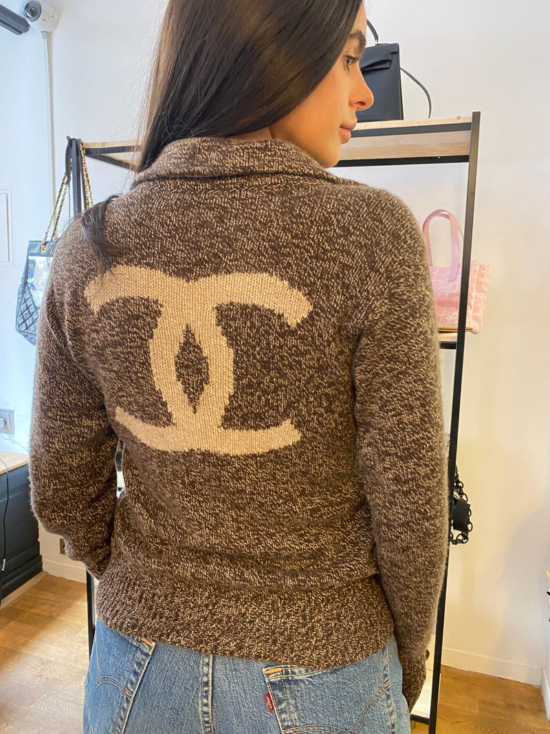 Chanel Chanel 96A Big CC Sweater Brown ASL4446