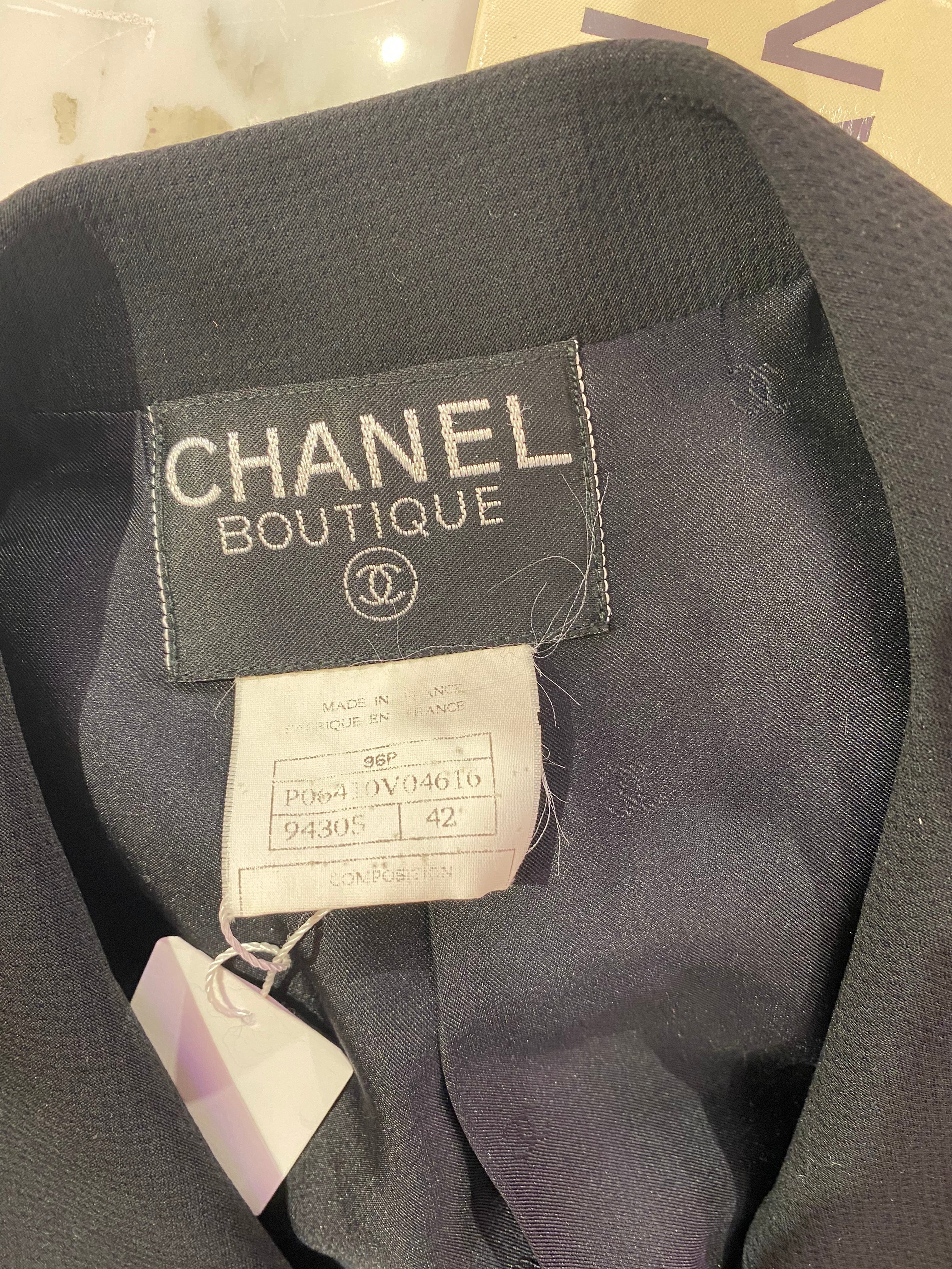 Chanel Chanel 96P Skirt Suit Double Button Black ASL4656