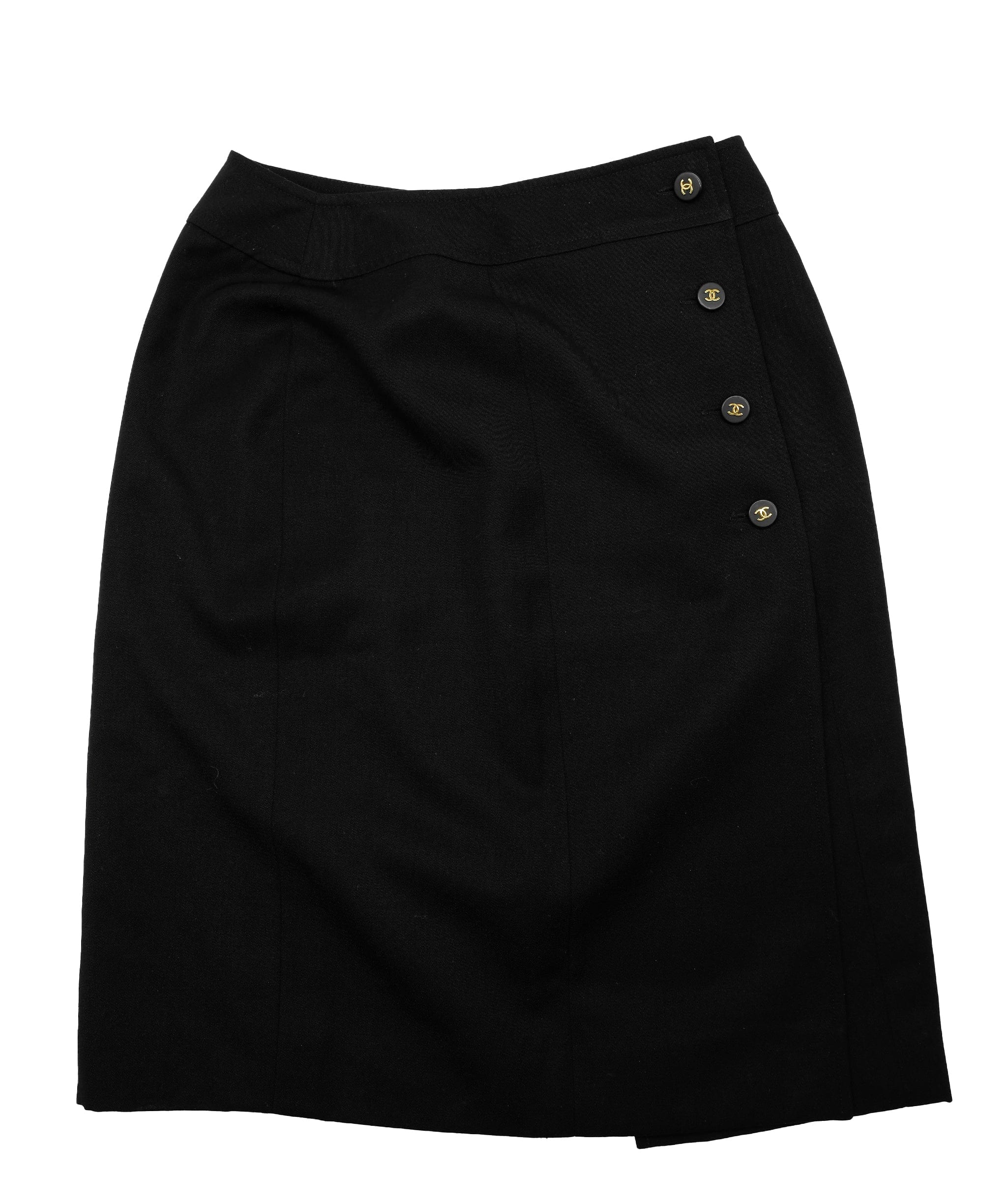 Chanel Chanel 97P CC Buttons Skirt Black #42 ASL7467