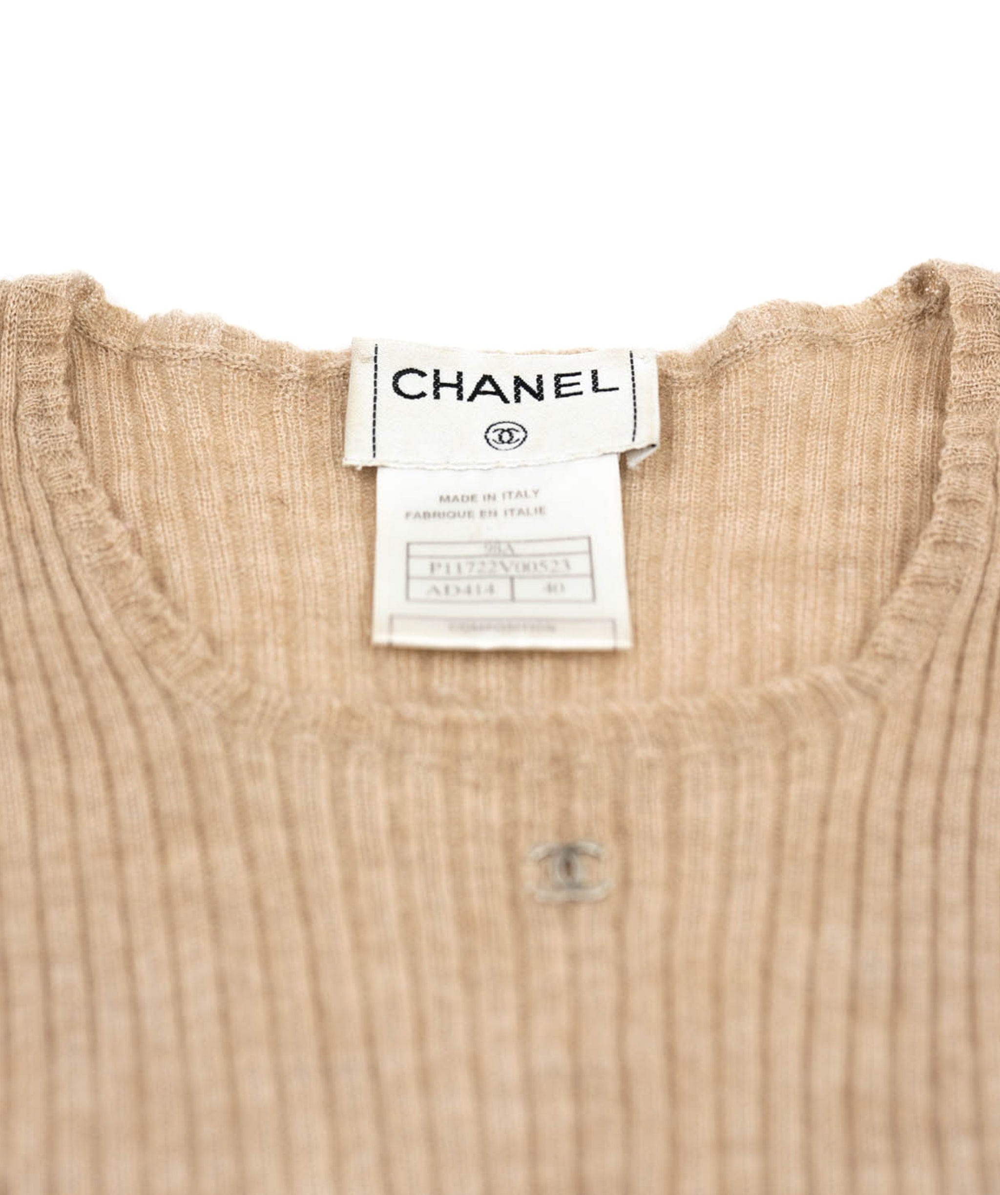 Chanel Chanel 98A CC Rib Sweater Beige ASL4792