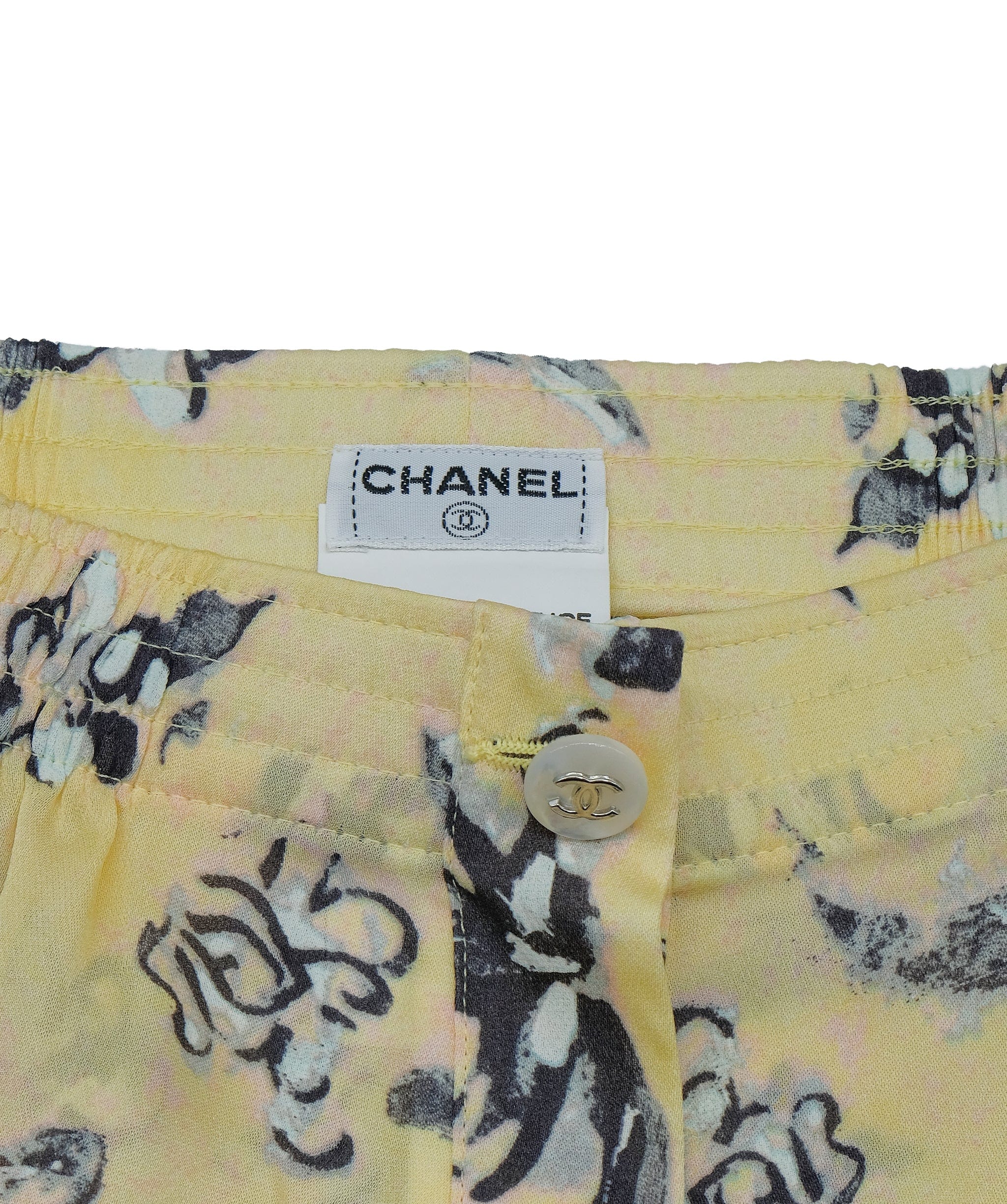 Chanel Chanel 98C Flower Print Shirt & Shorts Set Yello
 ASL7484