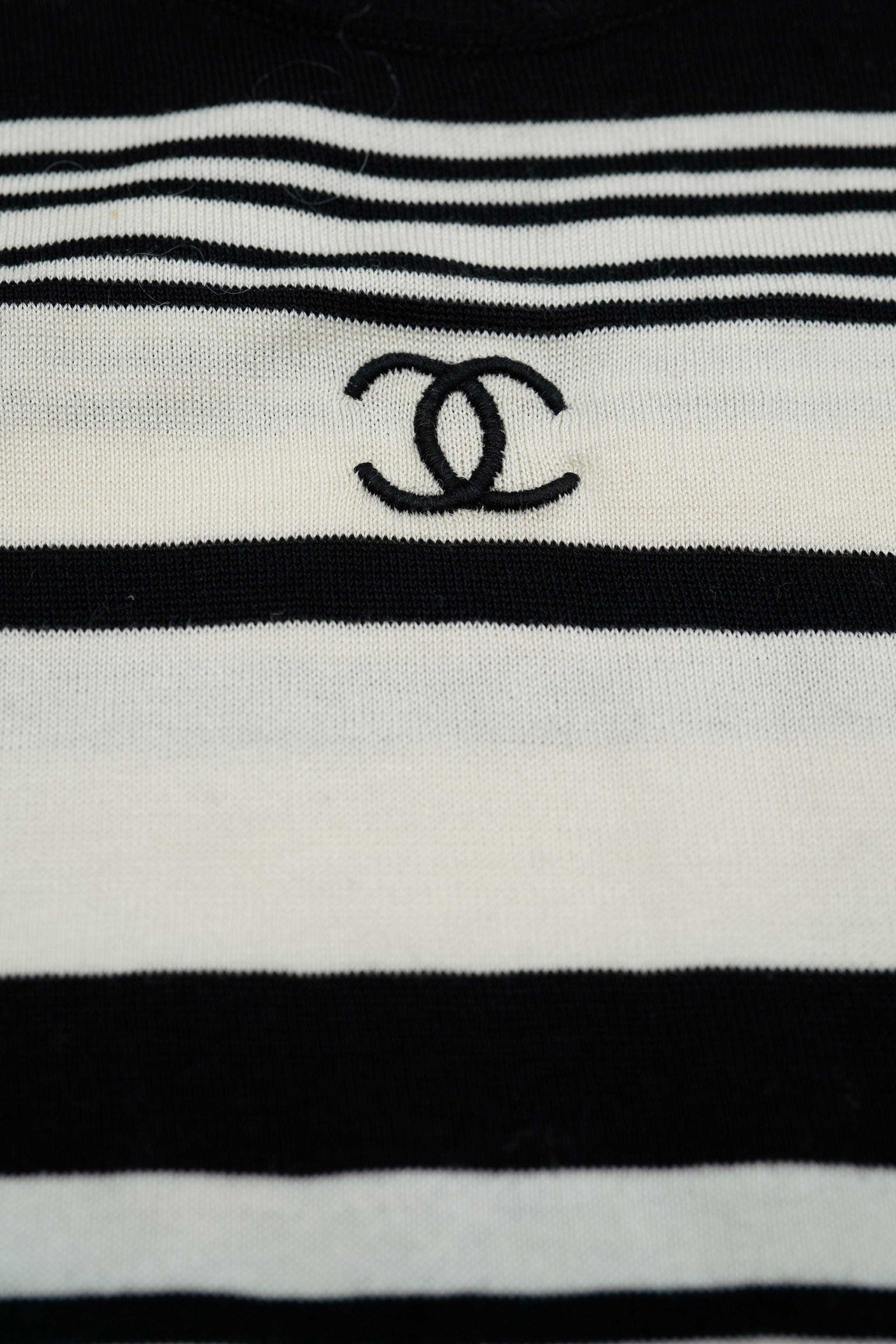 Chanel Chanel 98P CC Stripe Top Black White ASL5426