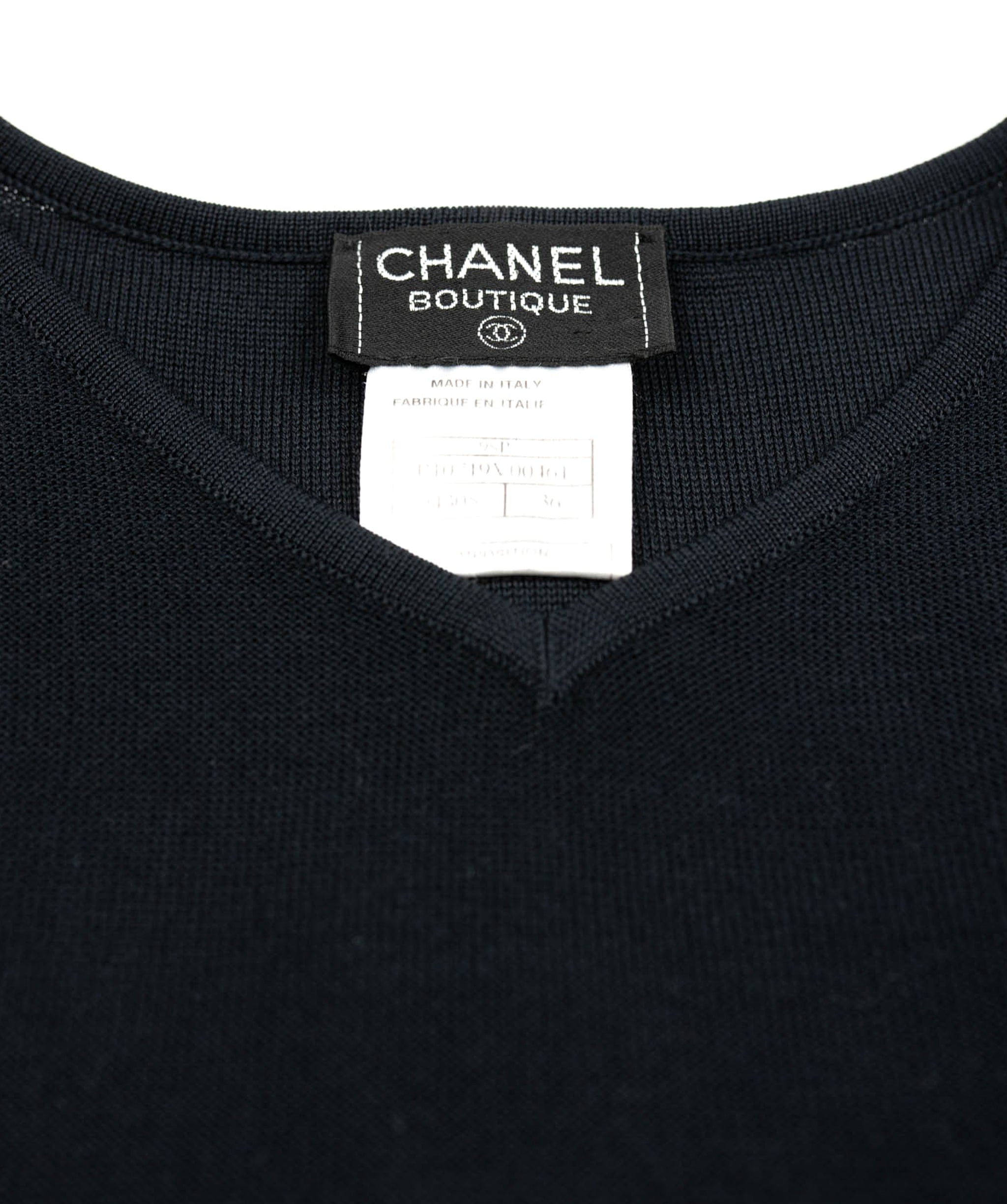 Chanel Chanel 98P V-neck Top Black ASL4659