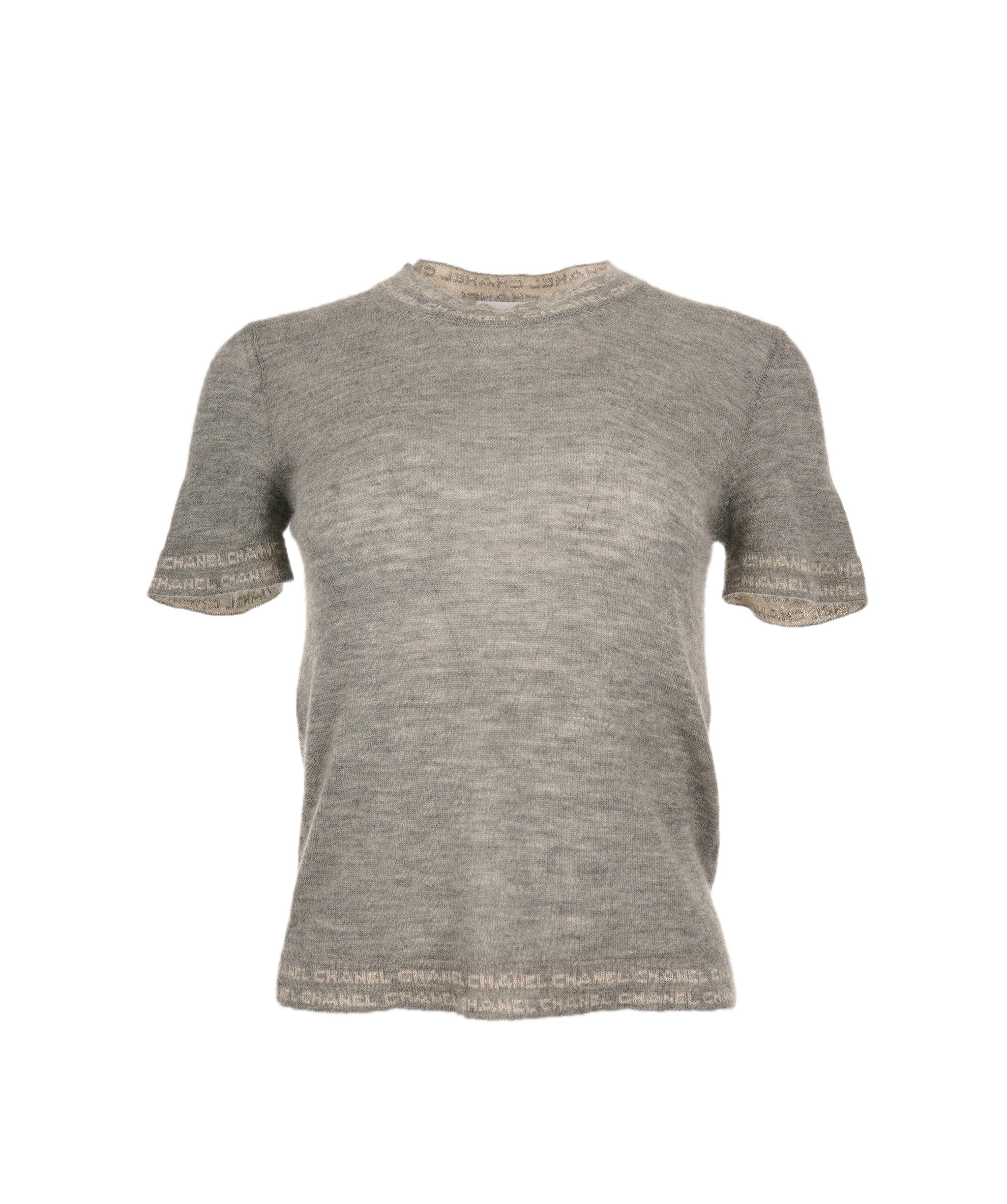 Chanel Chanel 99C Logo Collar Cashmere Top Gray ASL6709