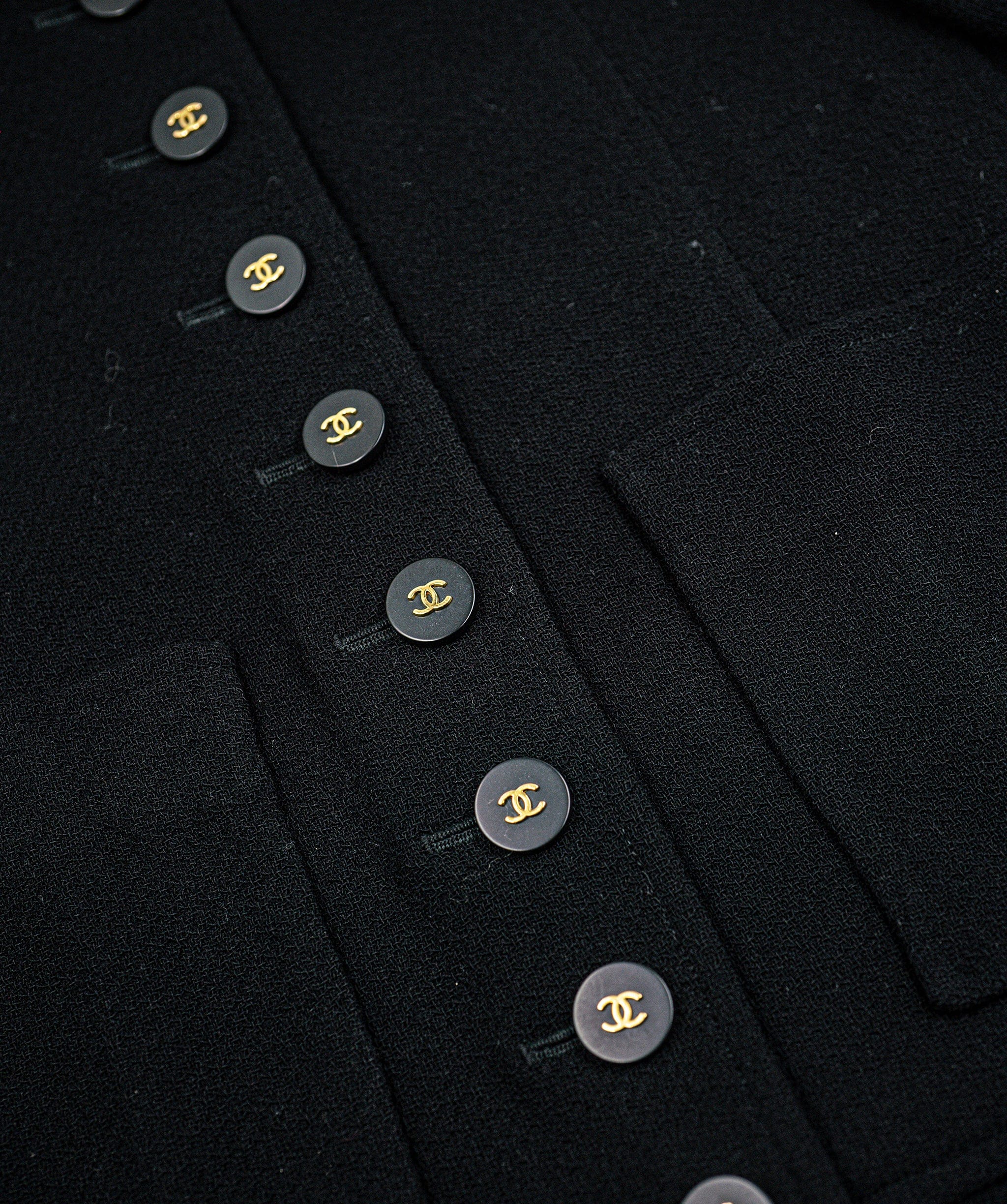 Chanel Chanel Big CC Buttons Long Jacket Black ASL5024