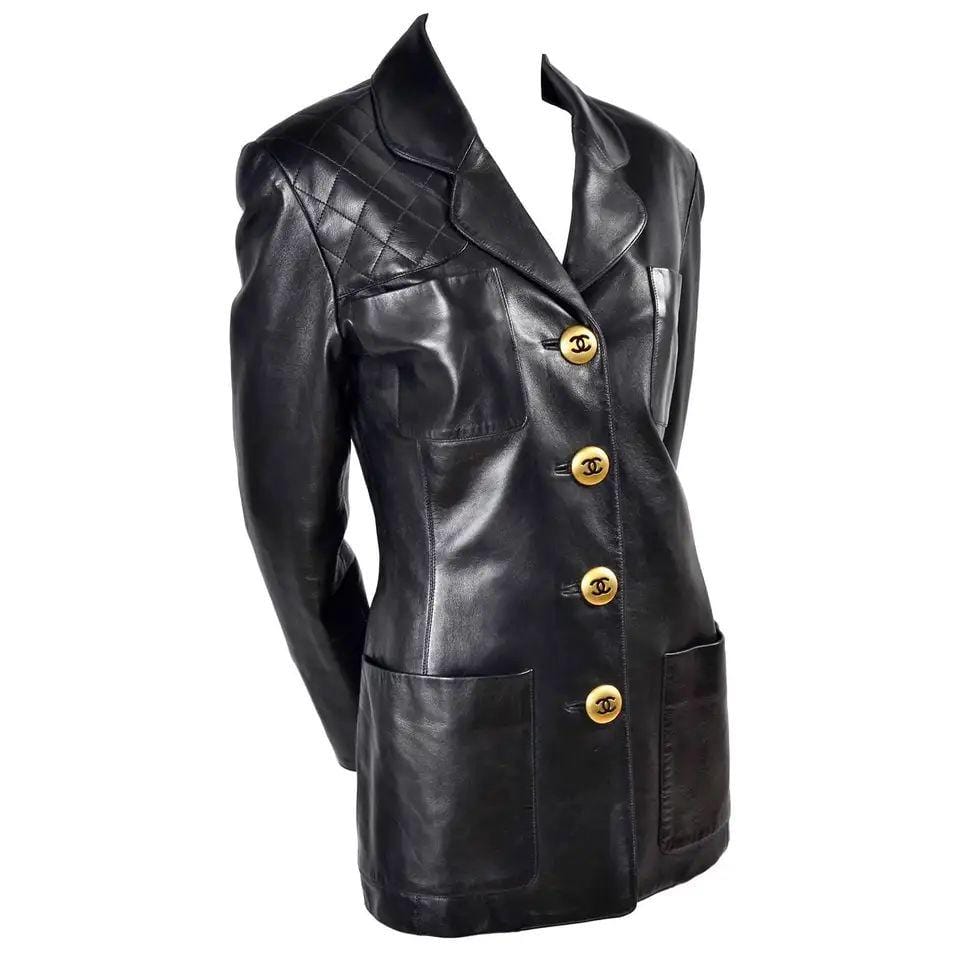 Chanel Chanel biker jacket black with jumbo buttons ASL2731