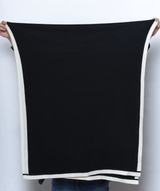 Chanel Chanel black cashmere shawl with cream trimming