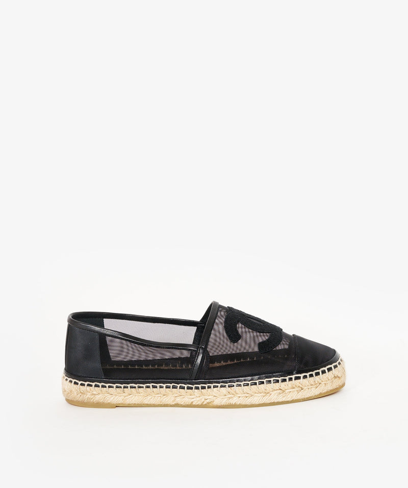 Chanel espadrilles cheap black mesh