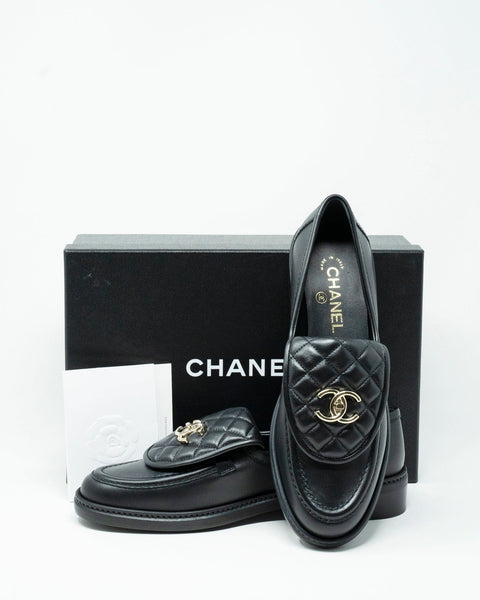 Chanel black loafers with CC hardware size 40 - AGL2033 – LuxuryPromise