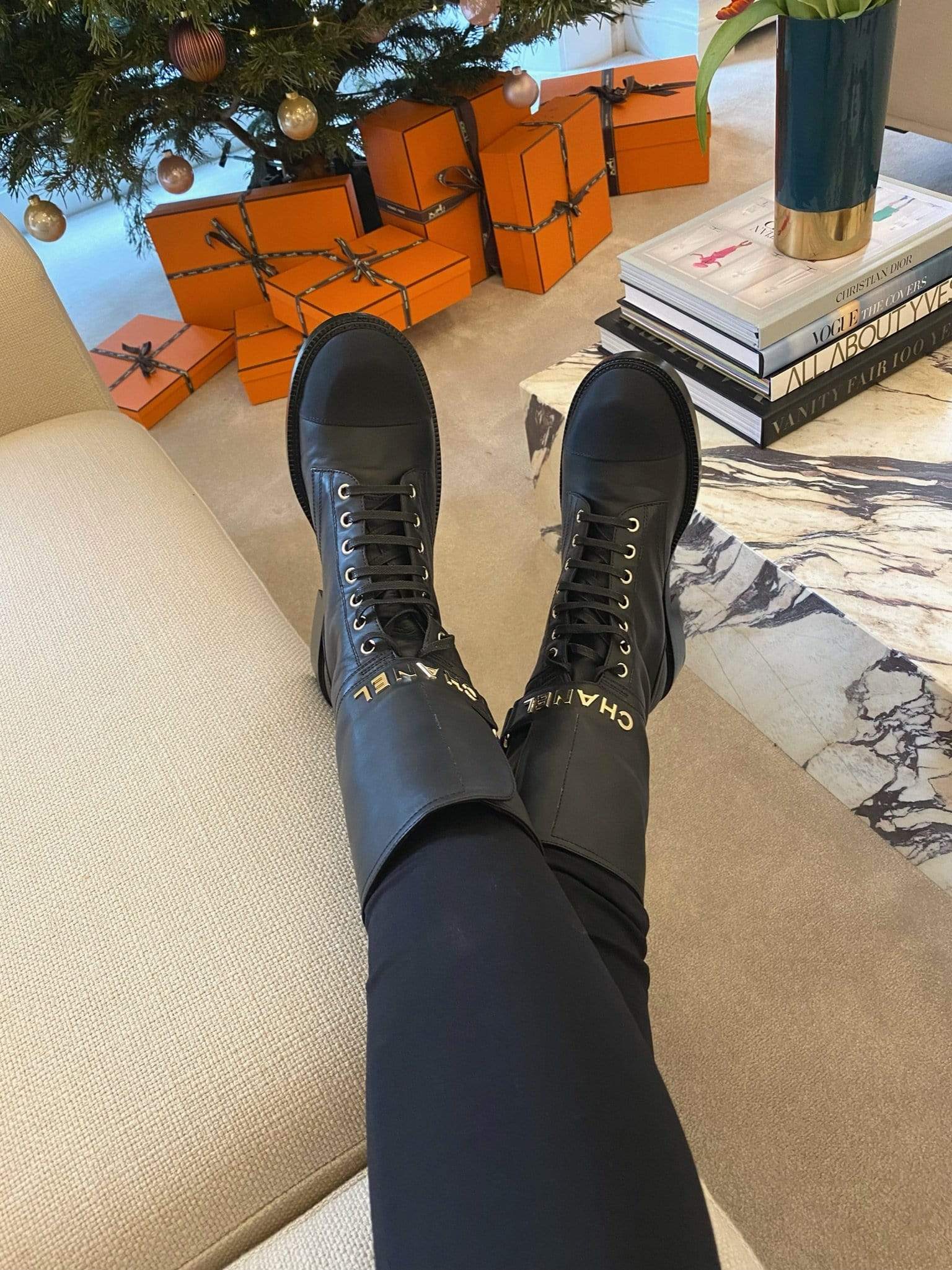 Chanel Chanel Black Satin/Leather Boots MO-BOOT-01 - AGC1061
