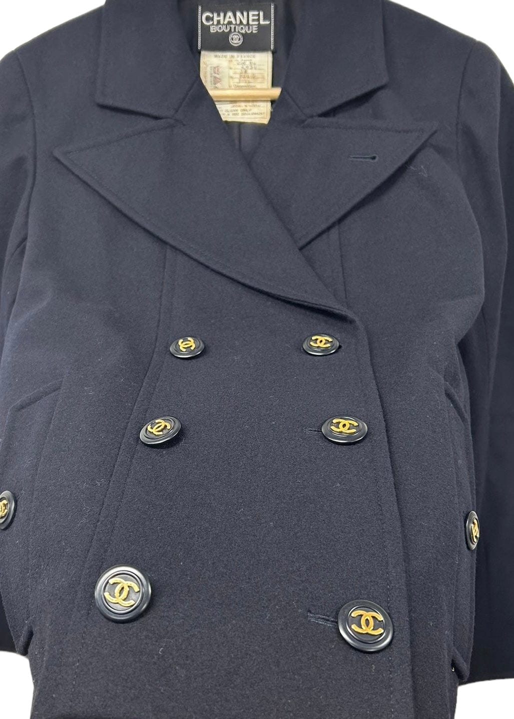 Chanel Chanel Blazer CC Button Navy Wool / Cashmere FR38 SKC1388