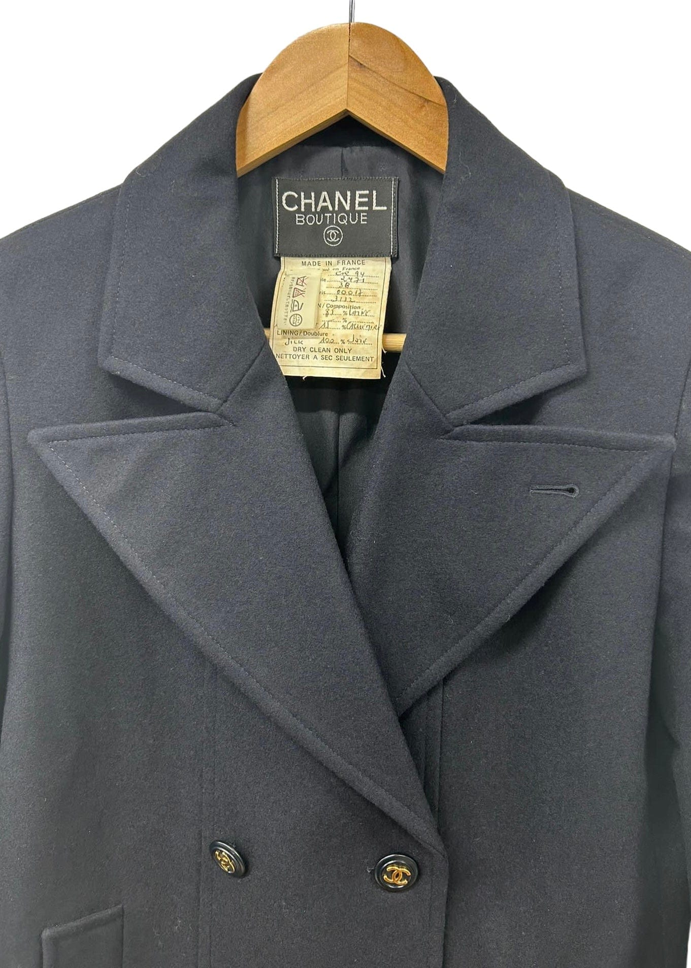 Chanel Chanel Blazer CC Button Navy Wool / Cashmere FR38 SKC1388