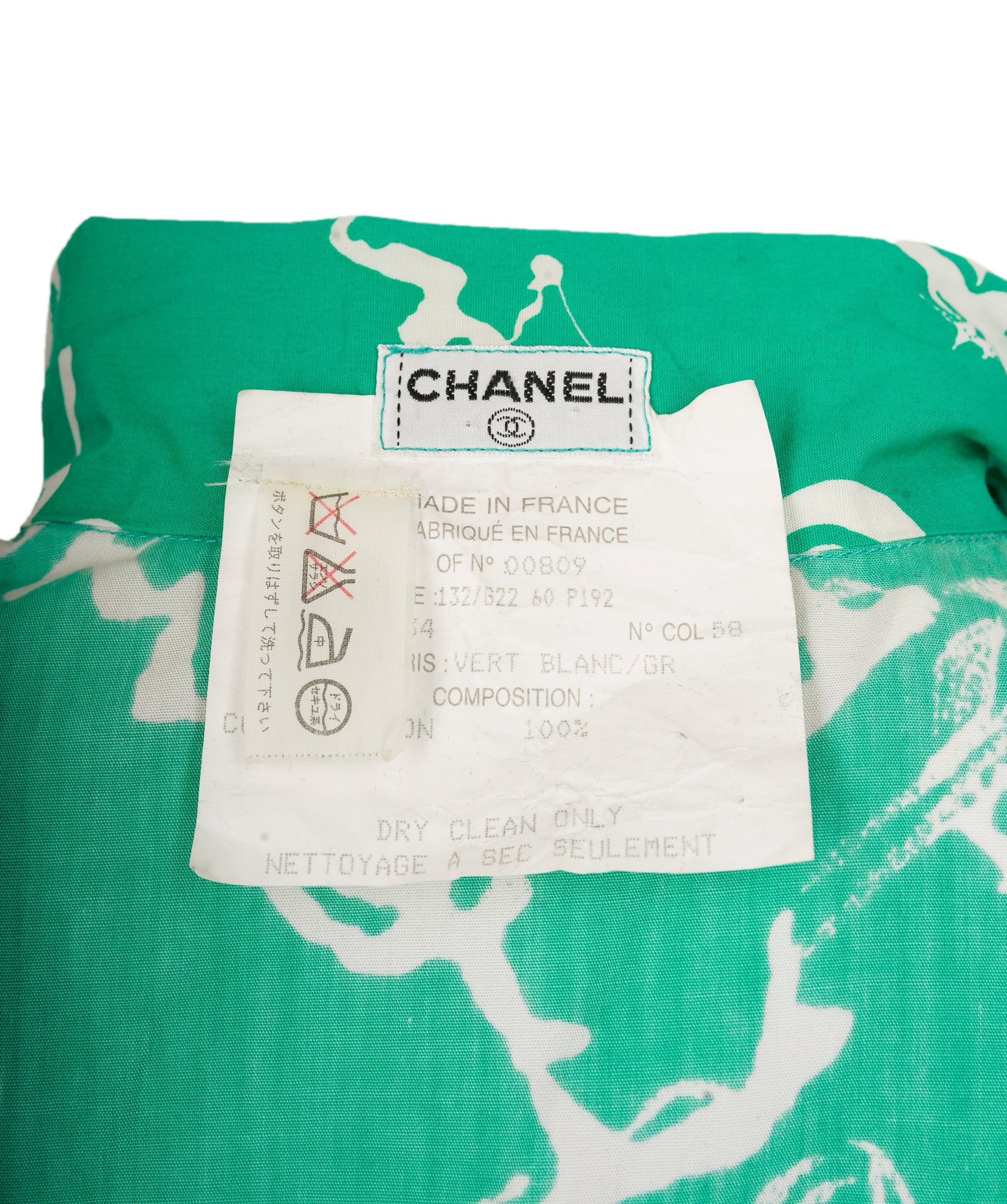 Chanel Chanel Bow Tie Shirt Green ASL4652