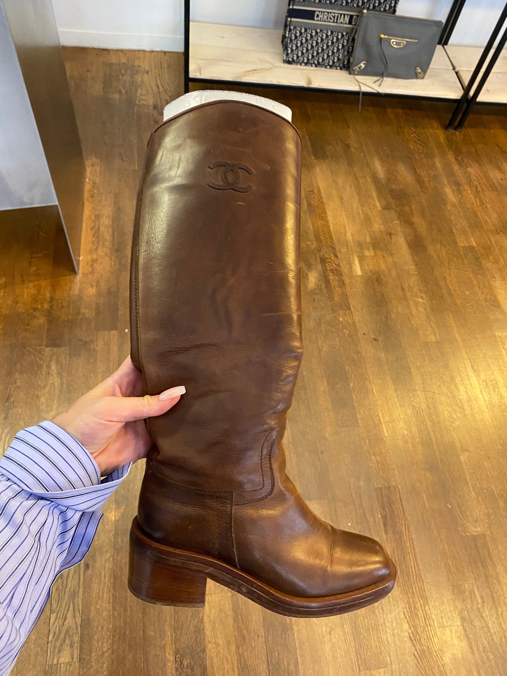 Chanel brown outlet boots