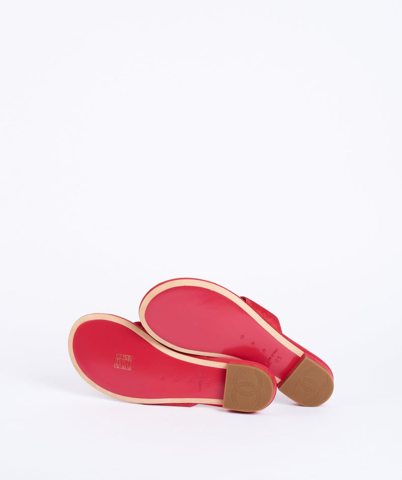 Chanel Chanel Camelia Pink Suede sandals