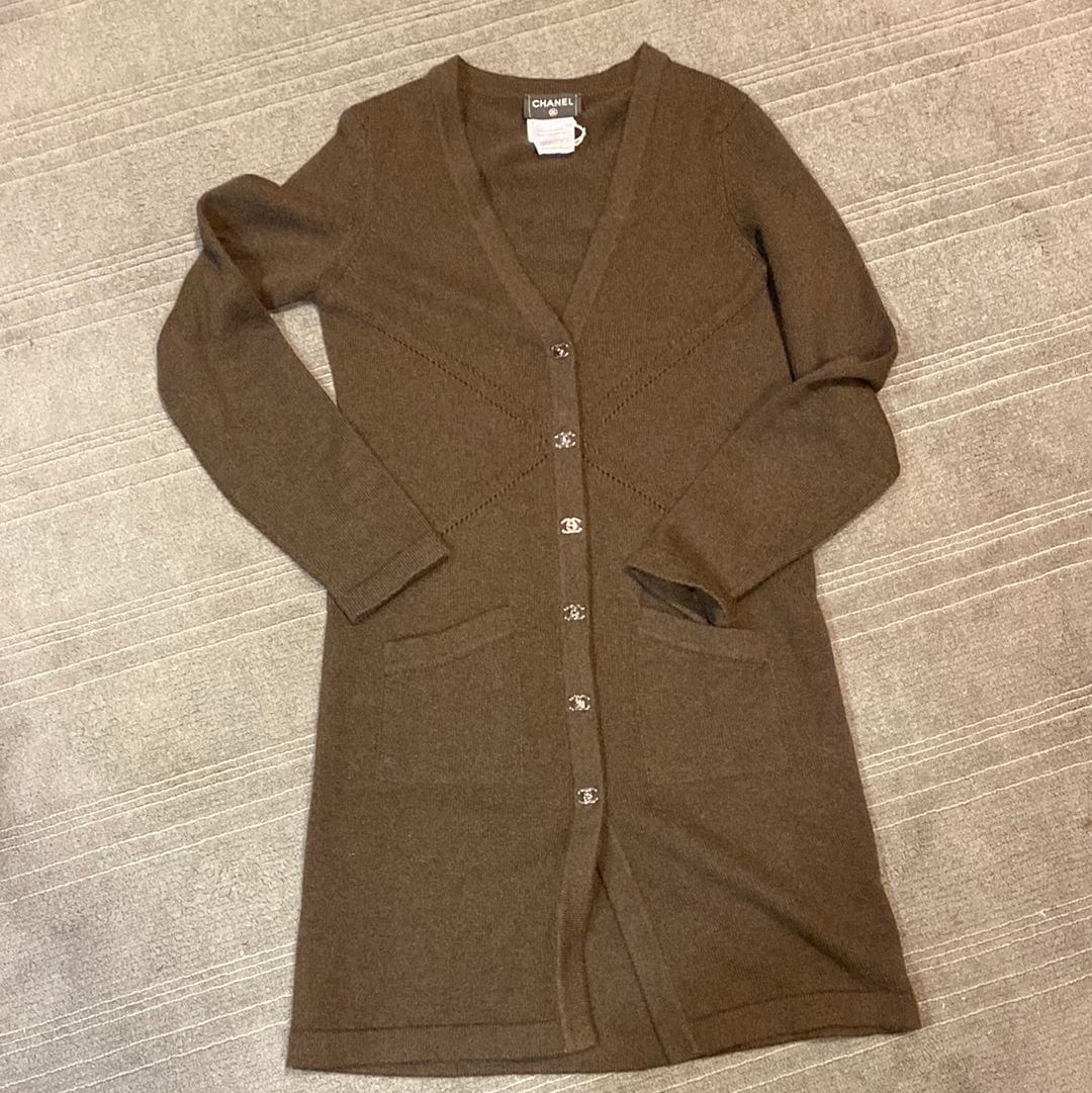 Chanel Chanel Cardigan with CC Turnstile locks brown ASL3485