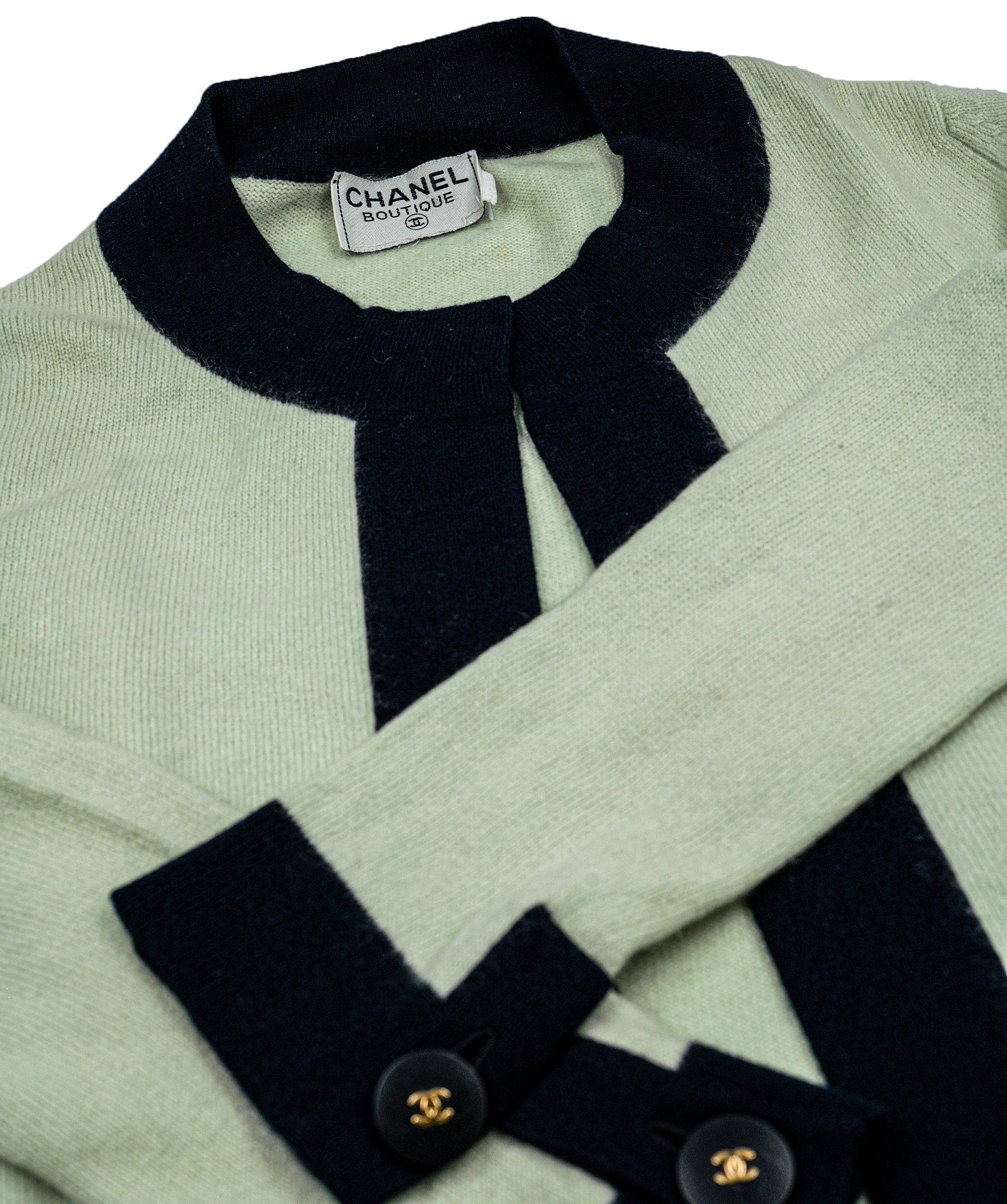 Chanel Chanel Cashmere Cardigan Open Front Green ASL5020