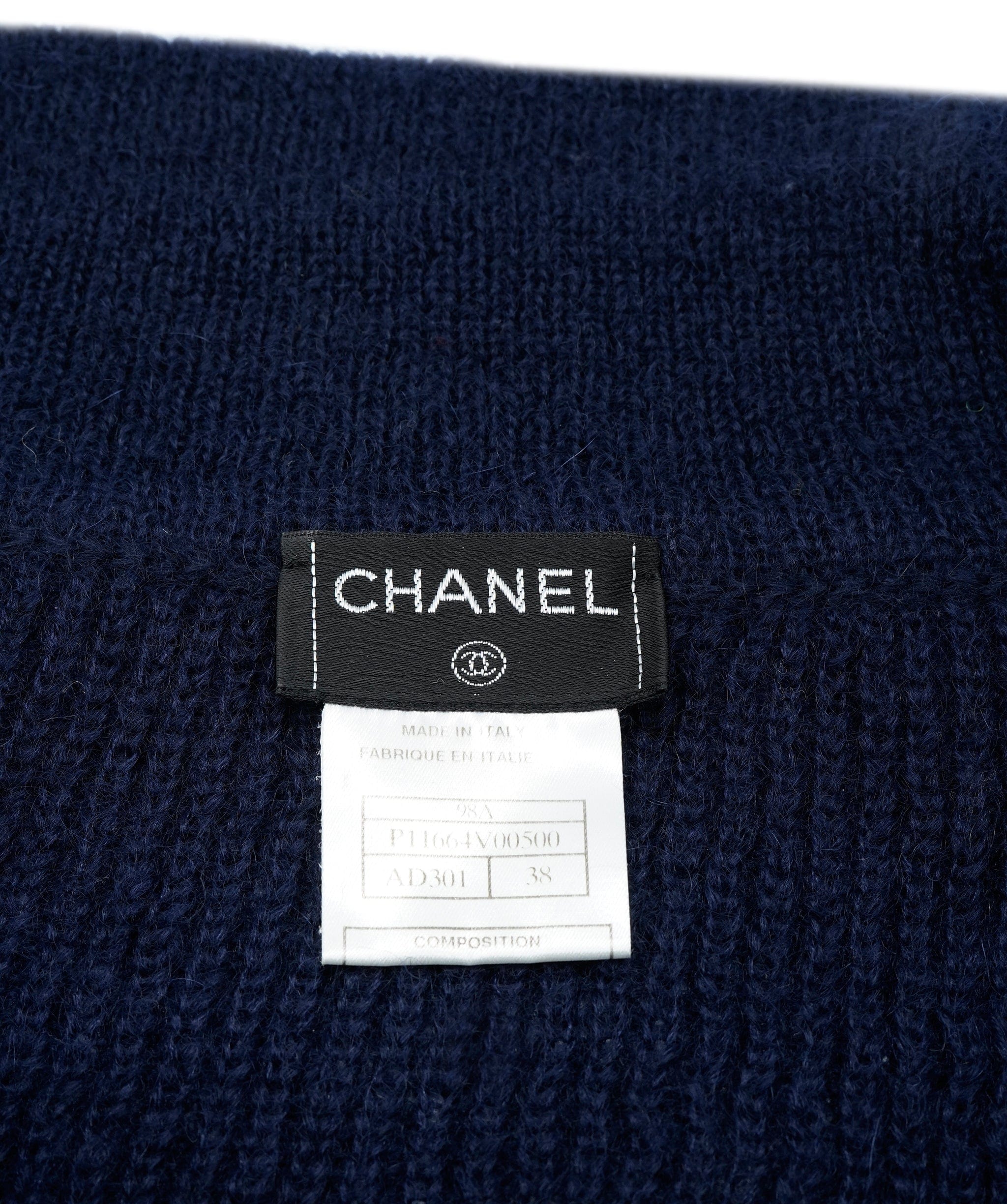 Chanel Chanel CC Button Pullover Sweater Navy ASL6964