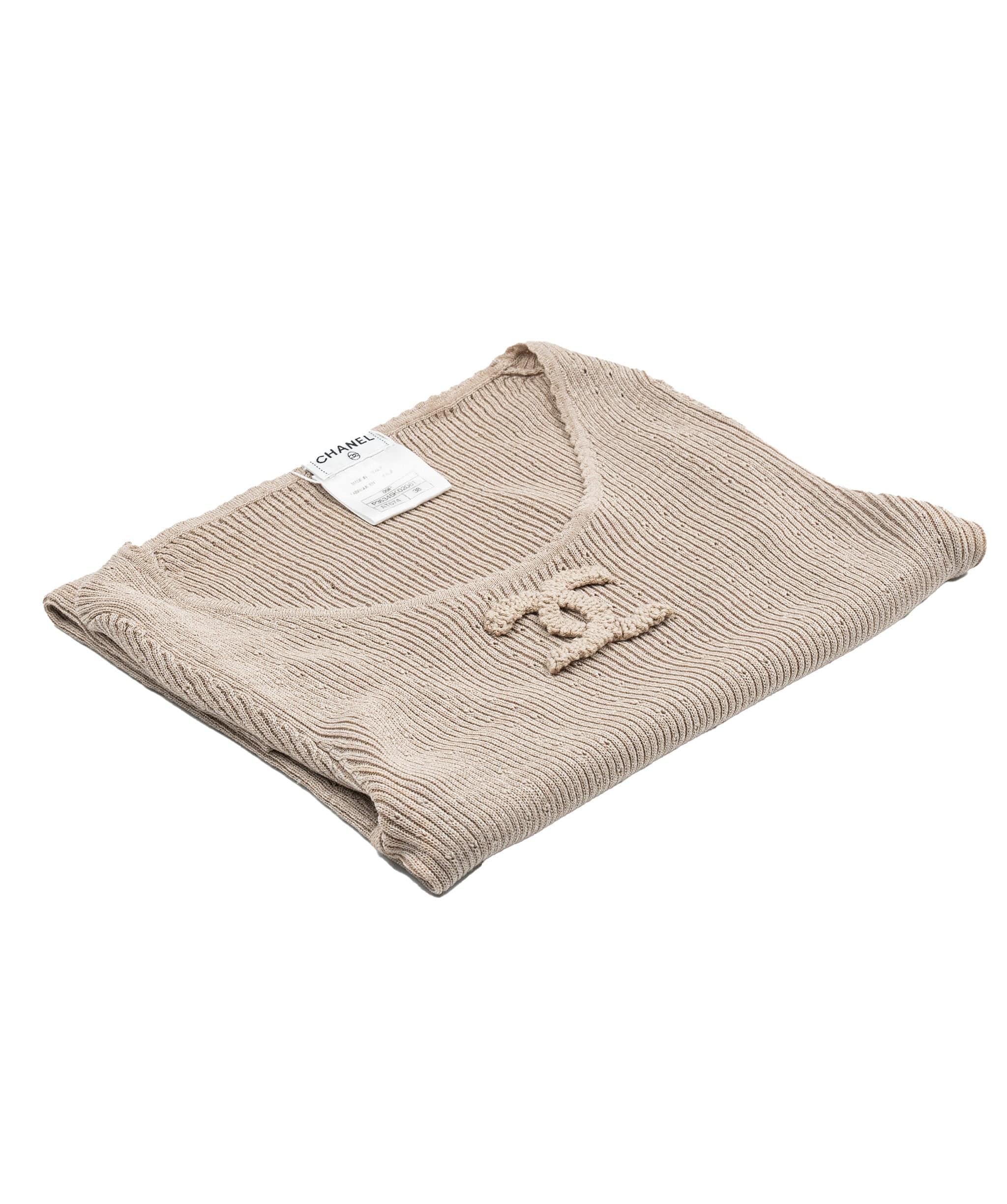 Chanel Chanel CC Rin Knit Top Beige ASL5146