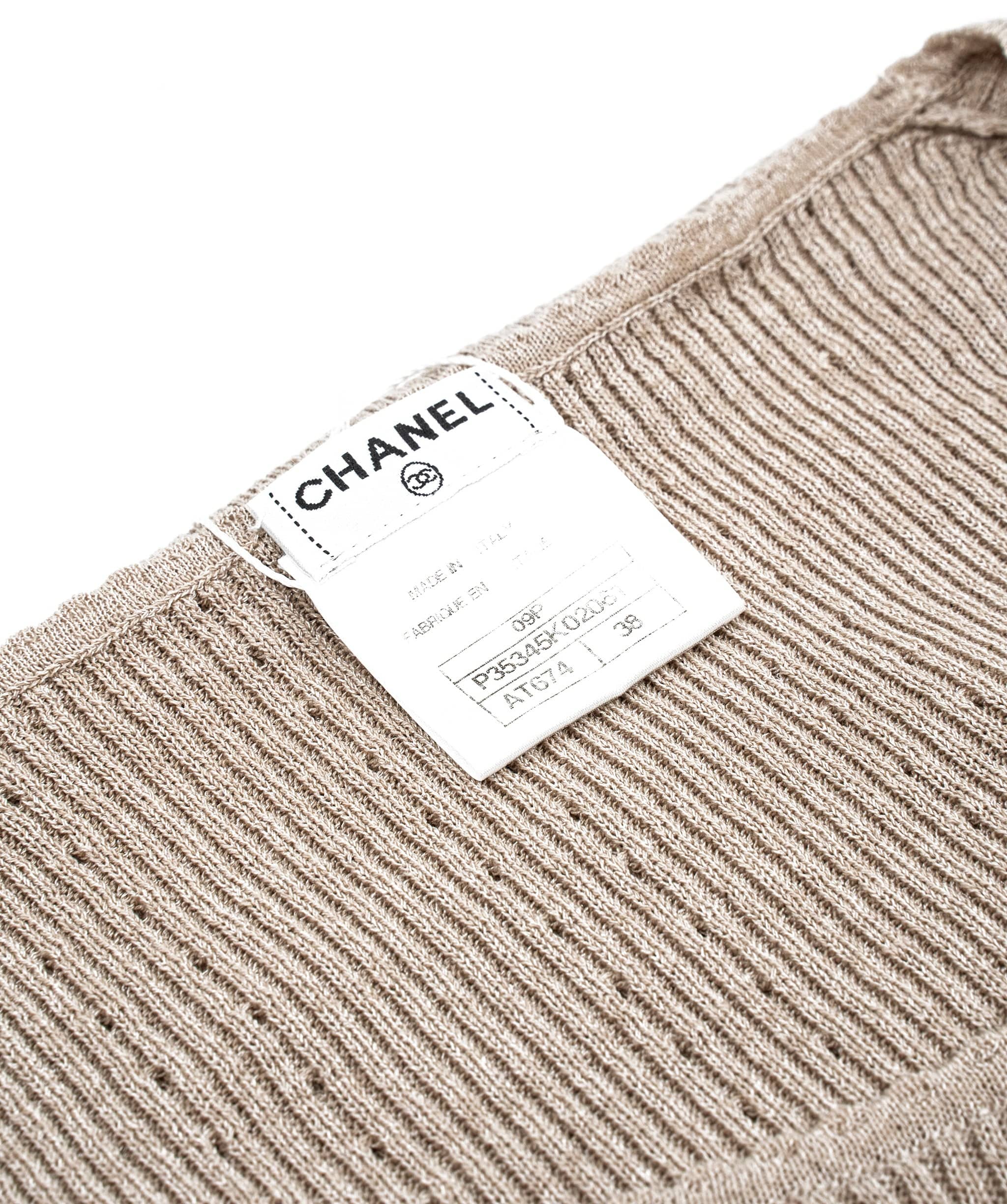 Chanel Chanel CC Rin Knit Top Beige ASL5146