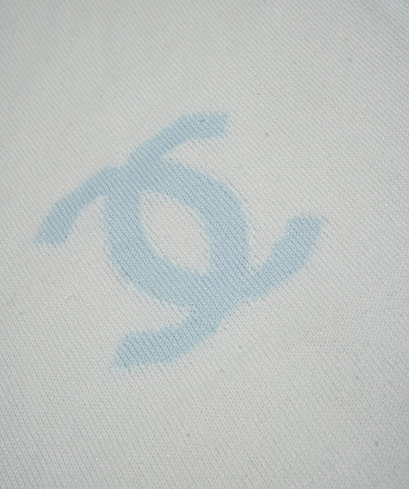 Chanel blue metallic pashmina with big CC logo AEL1073  LuxuryPromise