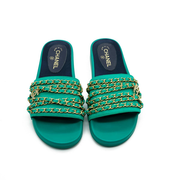 Chanel Chain Sandals Green RJC1366 – LuxuryPromise