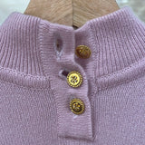 Chanel Chanel Clover Buttons Cashmere Dress Purple Pink ASL4942
