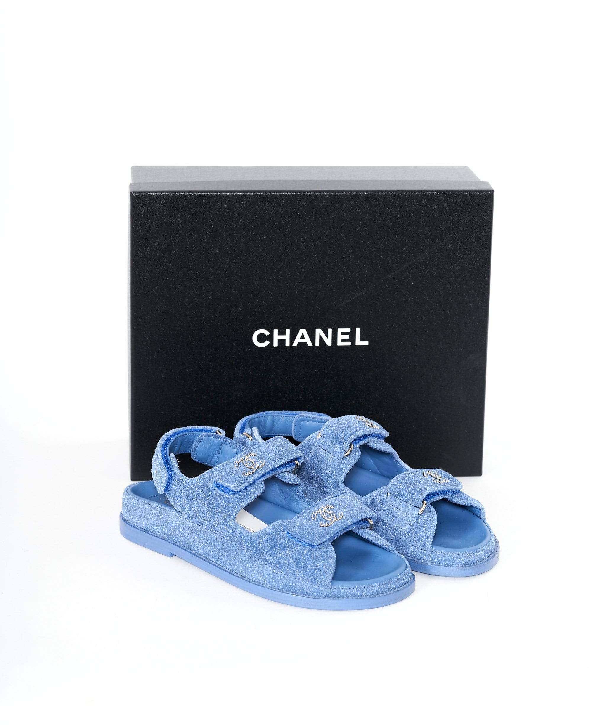 Chanel Chanel Dad sandals suede blue 37